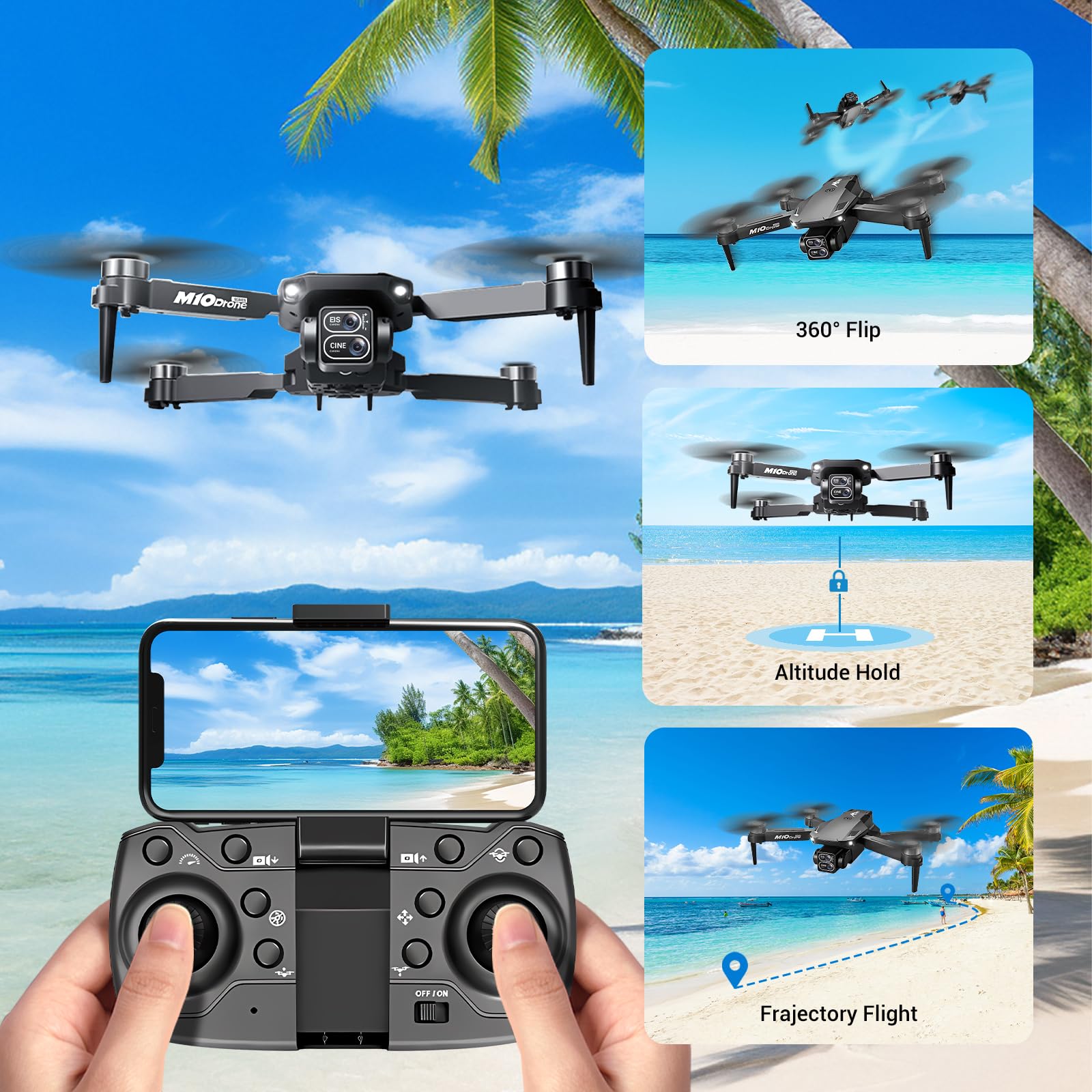 Drone com câmera 2K motor sem escovas mini drone flip 3D FPV RC