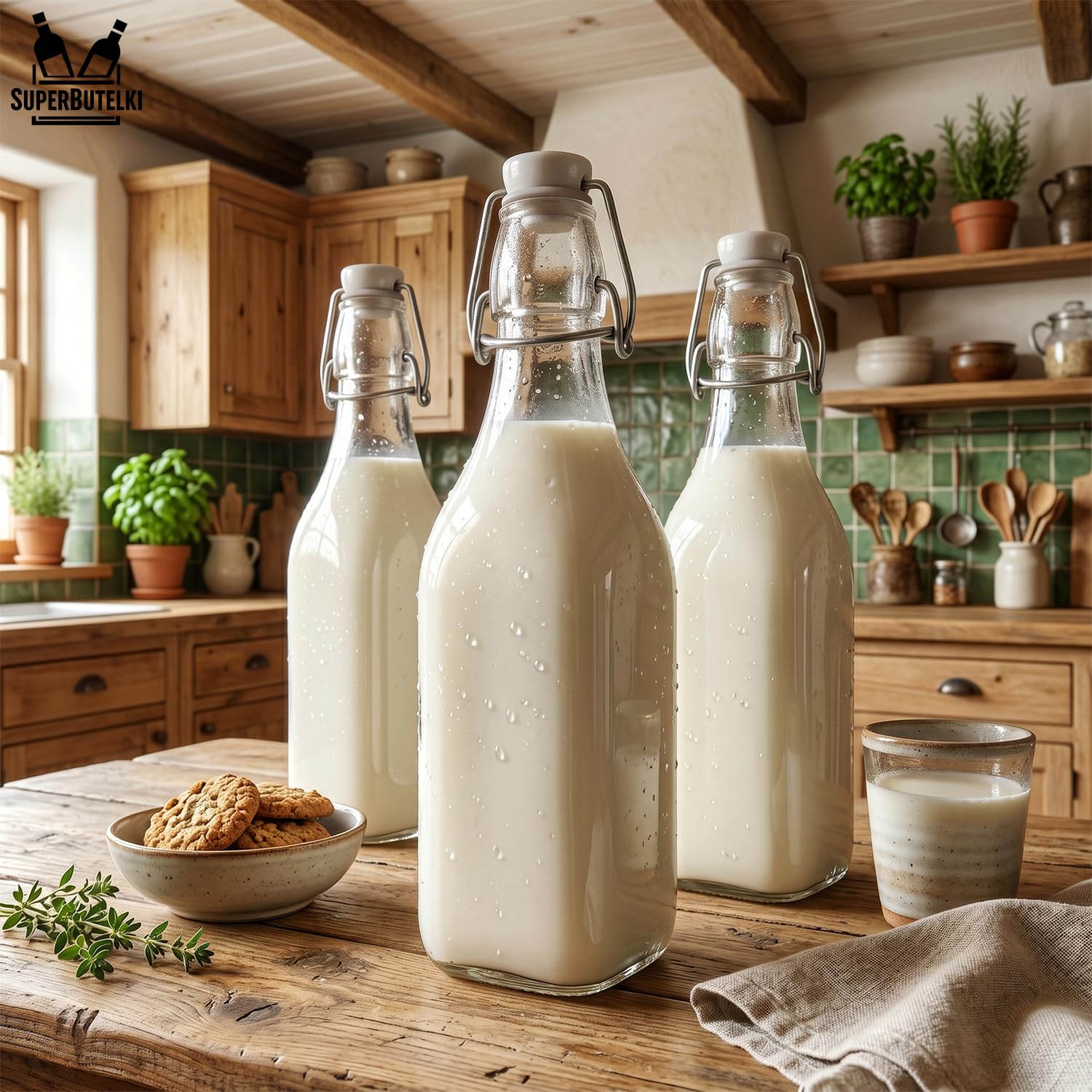 Bottiglie di vetro con tappo a leva, 250 ml, set da 36 pezzi, riutilizzabili, per alimenti, ermetiche, per latte, succhi di frutta, sciroppi