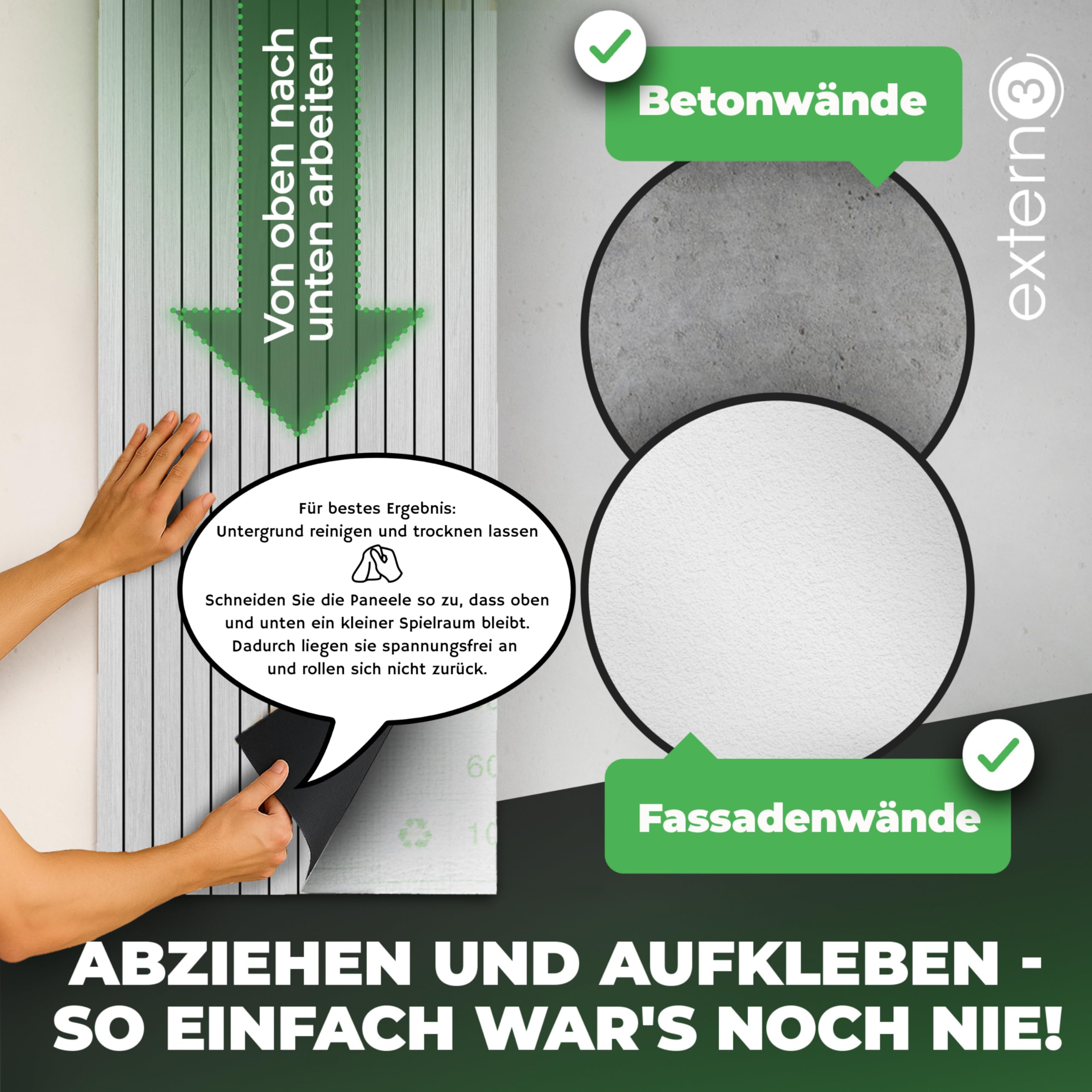 Wandpaneele selbstklebend [Holzoptik] 250x60 cm - 3D Wandverkleidung in edlem Holz-Look | Schallreduzierend & Wasserdicht | Wand-Paneele im Holzpaneele-Stil für Wohnzimmer, Küche & Büro