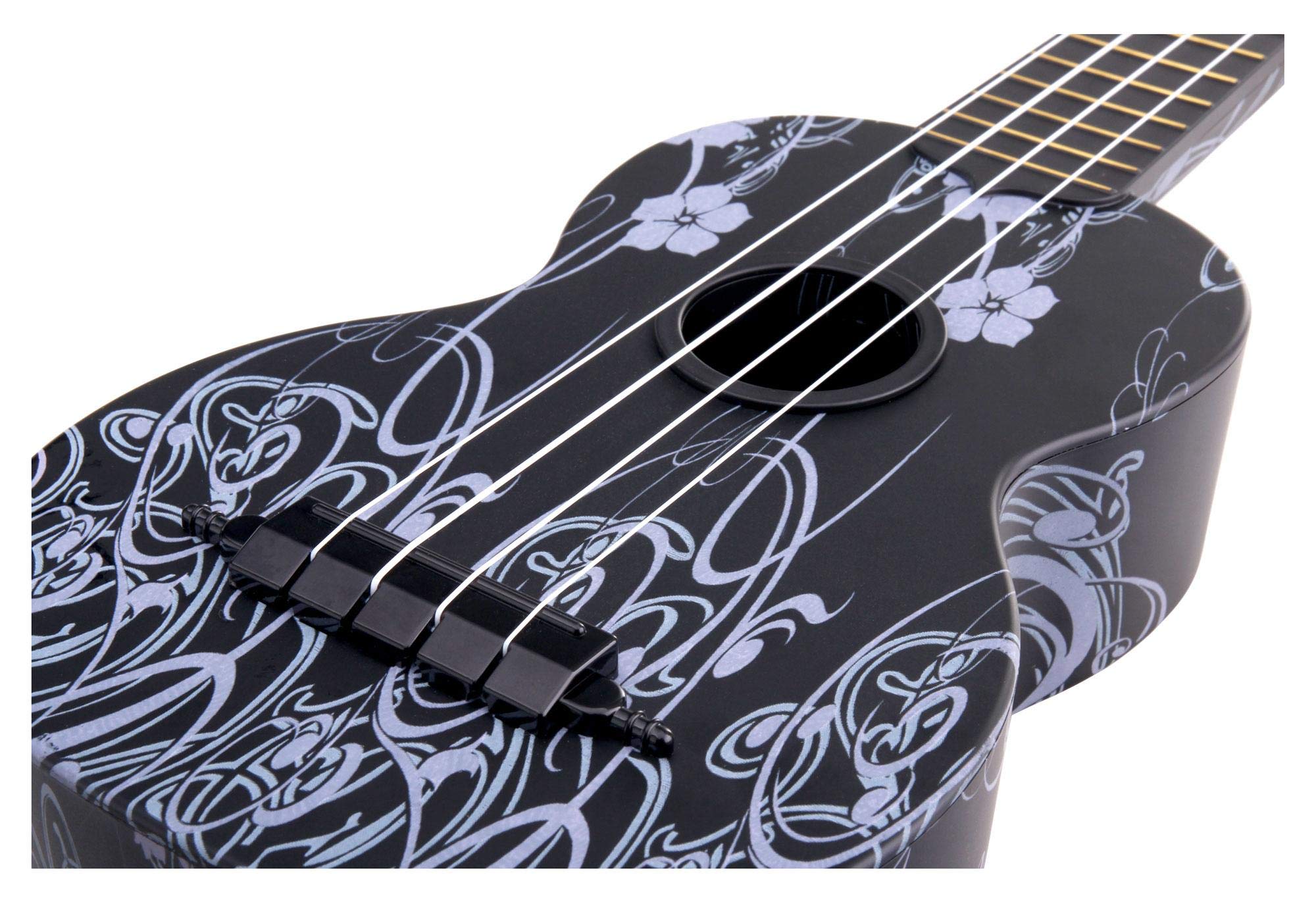 Classic Cantabile BeachBuddy Black Beauty Ukulele Set incl. Accordatore | Classic Cantabile Sopran Ukulele, Resiste a umidità e sbalzi di temperatura, Mensura sopranino, 12 tasti, Design originale