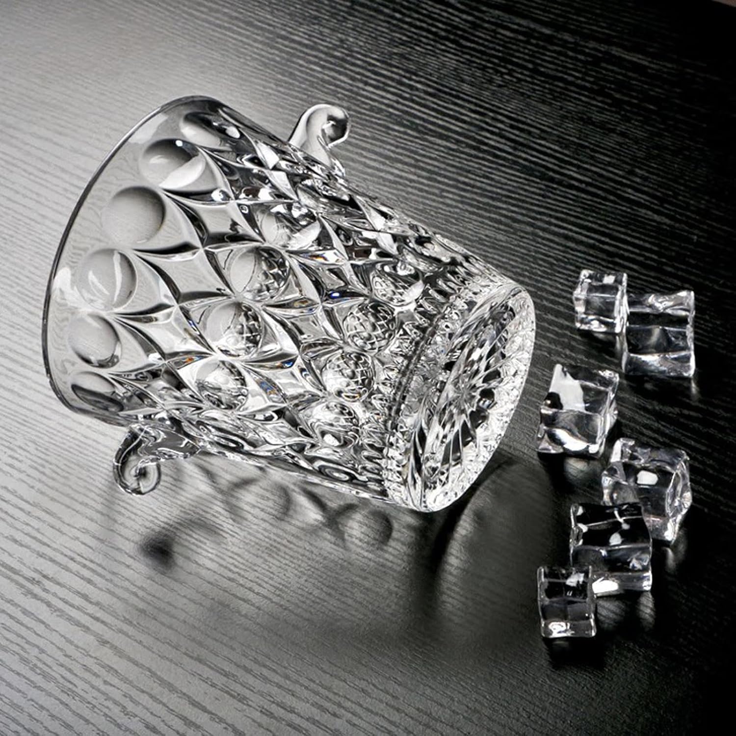 Cubitera Botella Vino Cubo de Hielo de Cristal con asa de fácil Transporte, Enfriador de Bebidas Transparente, contenedor de Hielo de 1,5 l para Vino, champán y Cerveza