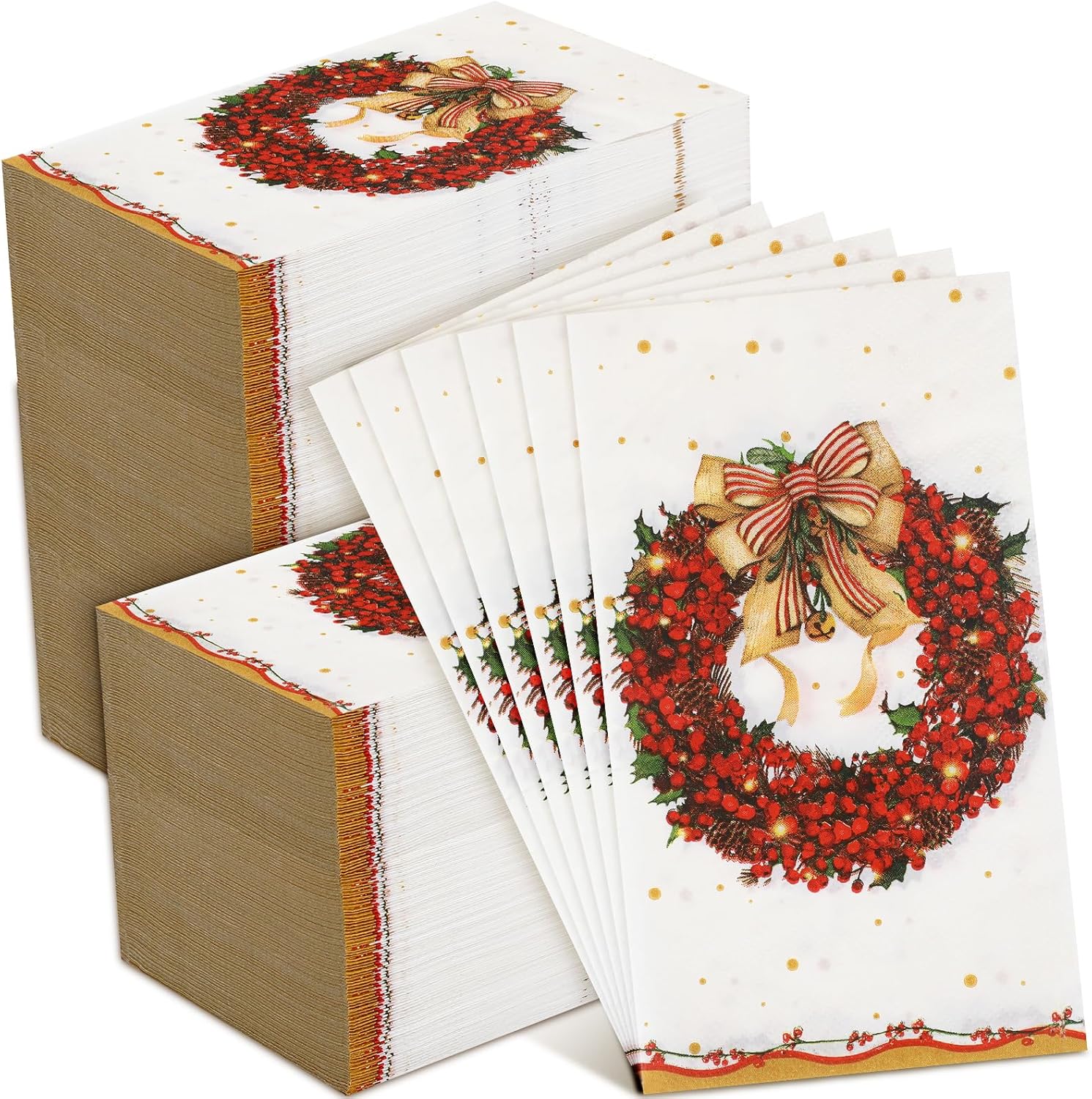 Capoda 200 Pcs Christmas Napkins Bulk 3ply Christmas Guest
