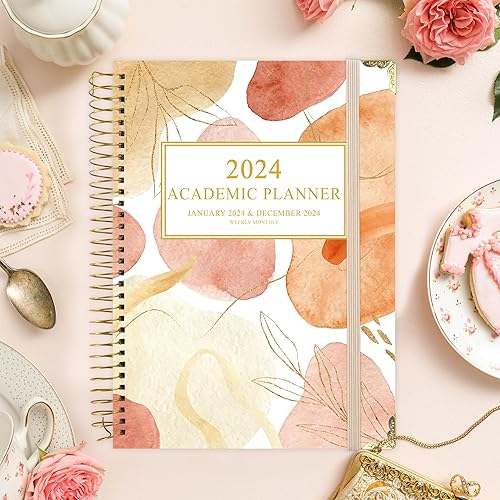 Miniatura 6 de Agenda 2024  Agenda semanal y mensual 2024, enero de 2024 a diciembre de 2024, agenda académica de 6.3 x 8.5 pulgadas con pestañas, encuadernada en