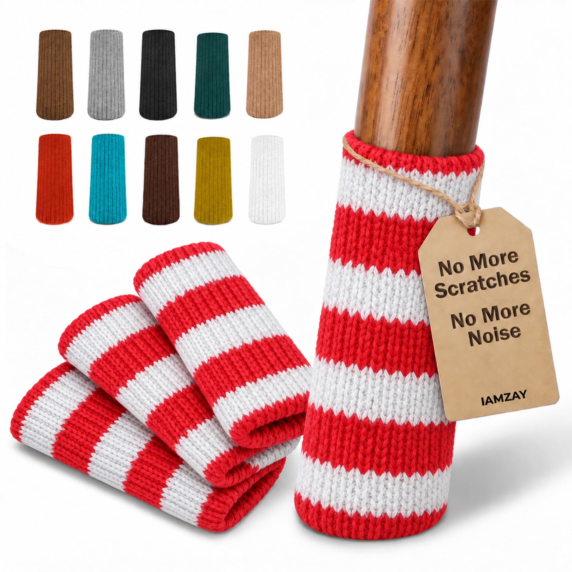 16 Pcs Christmas Red White Premium Chair Leg Socks Protectors for Hardwood Floors — image 1