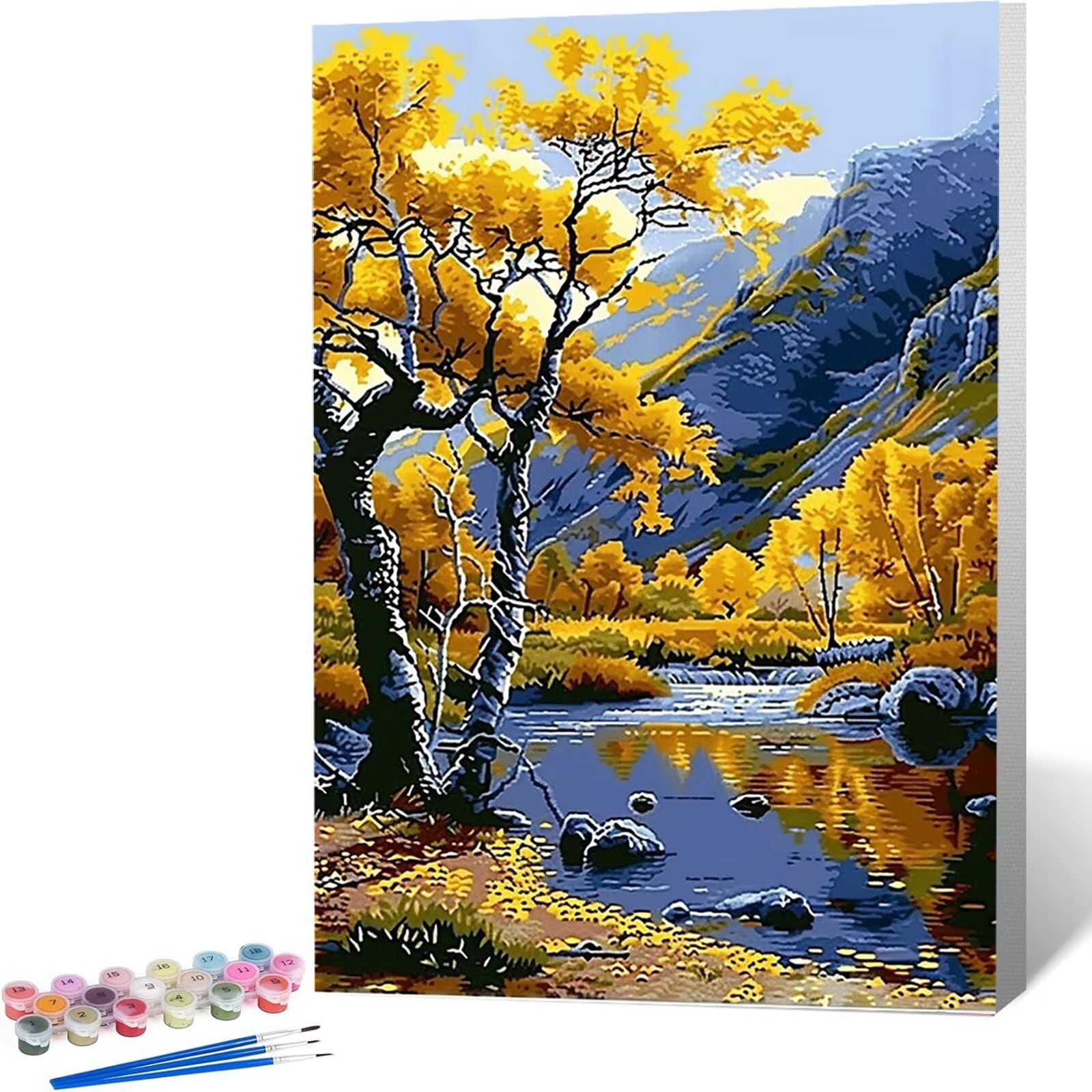 KEYIFA Dipingere con i Numeri per Adulti, Paesaggio Painting by Numbers Kit con Pennelli e Acrilico Pigmento, Fai da te Albero Olio La Pittura di Numeri Kit, Decora la Casa 30x40cm