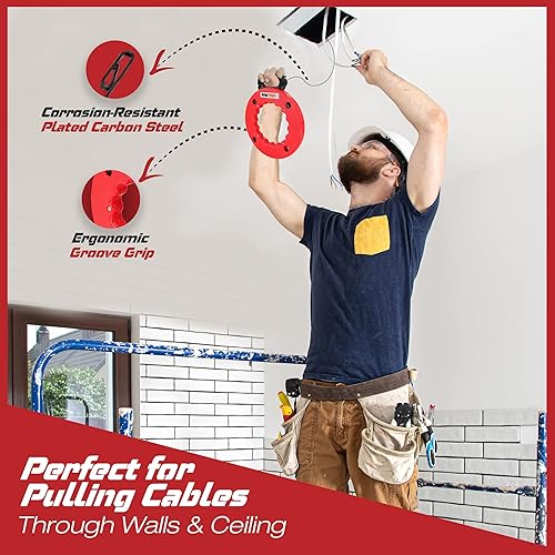 Miniatura 17 de Fish Tape Wire Puller 50ft - Easy to use Cable Puller Tool with Double Loop Tip - Flexible Wire Fishing Tools for Walls and Electrical Conduit - 1/8