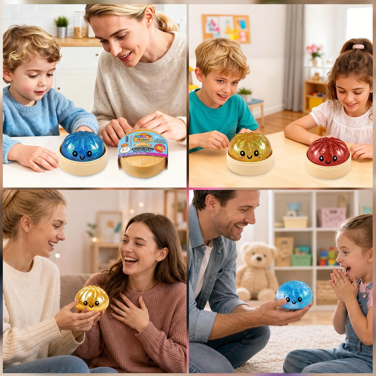 Dumpling Squishies 2026, Squishiest Bun Dumplings with Steamer Box Glitter Dumpling Dampfgarer, Mystery Dumplings Trend mit Box Geschenkidee für Kinder und Erwachsene (Zufällig)