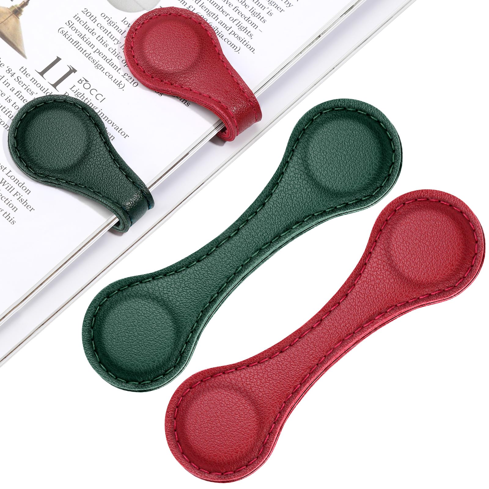 2PCS Magnetic Bookmarks, Leather Magnetic Bookmarks for Women Men, Double-Sided Magnetic Book Mark Clip for Book Lovers Readers Teachers Students