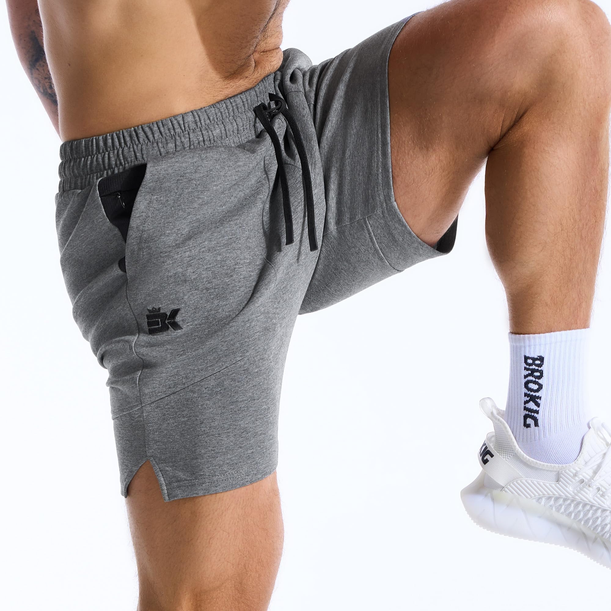 ZENWILL Slim Pantalones Cortos Hombre Gym Pantalon Deporte | Pantalones Cortos Algodon Hombre Bolsillo Cremallera, Pantalón Corto Gimnasio Transpirable, Pantalon Corto Hombre Running