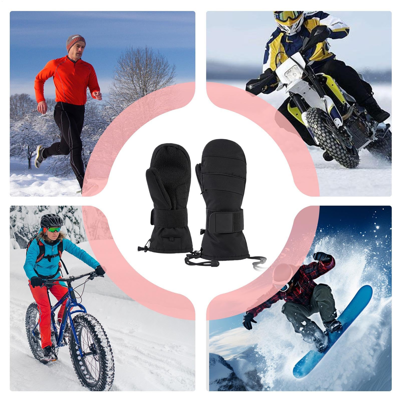 Guanti da moto per tempo freddo – Guanti termici touch screen, guida invernale | con protezione da polso foderata in pile da uomo, ciclismo, guida, escursionismo, neve, avventura all'aperto