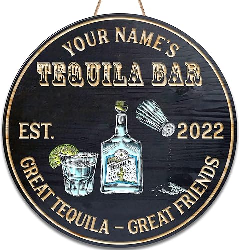 Miniatura 88 de Placa de pared de madera de bar de tequila mexicano personalizado, letrero de bar de México, letrero rústico para pub para el hogar, decoración de 01
