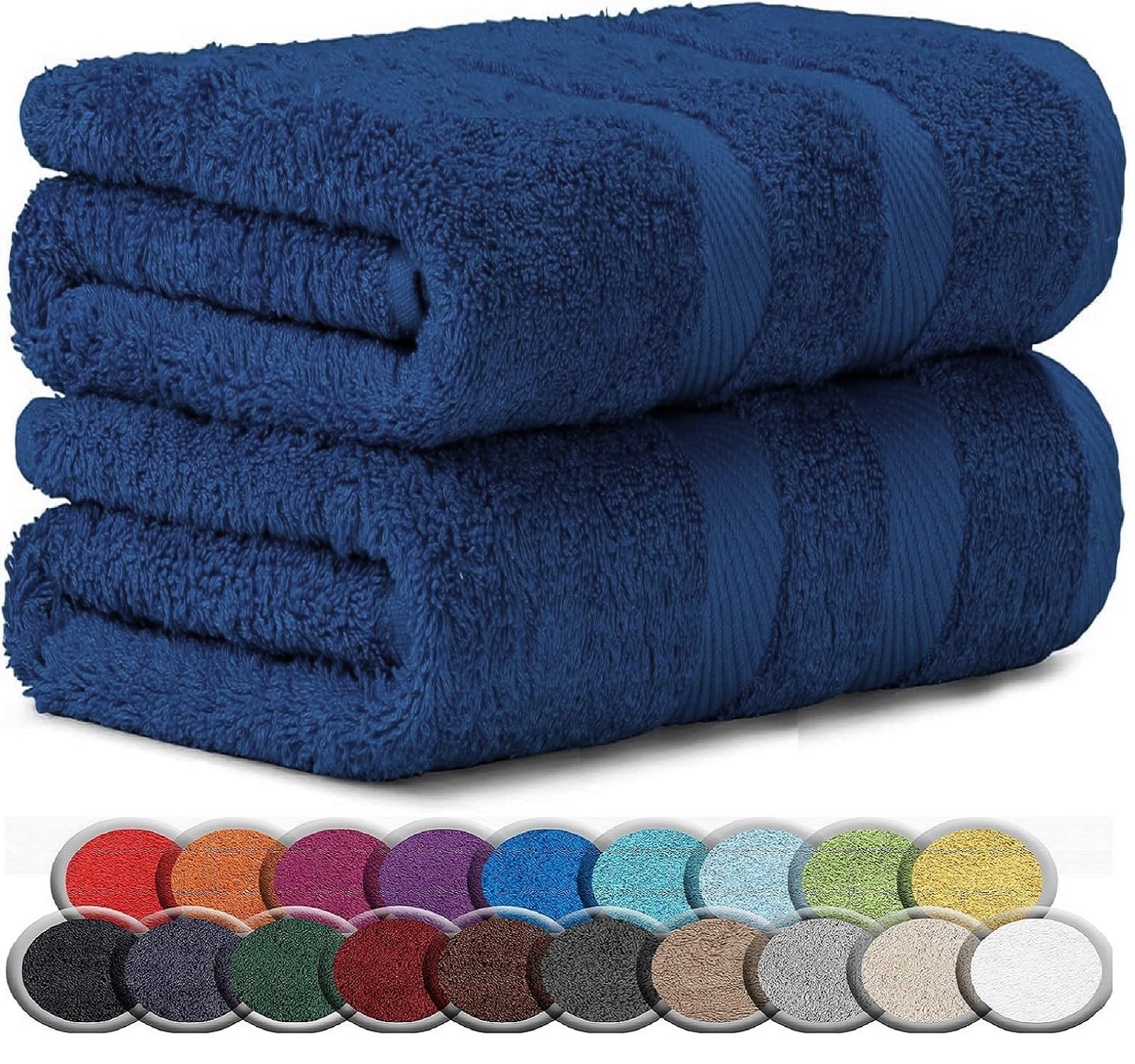 LoomTrove Pack of 2 Extra Large Jumbo Bath Sheets 100 x 200 cm 100% Egyptian Combed Cotton XL Towels Quick Dry Big Bath Sheet Super Soft Hotel Quality Towels Set (Navy Blue) - Image 3