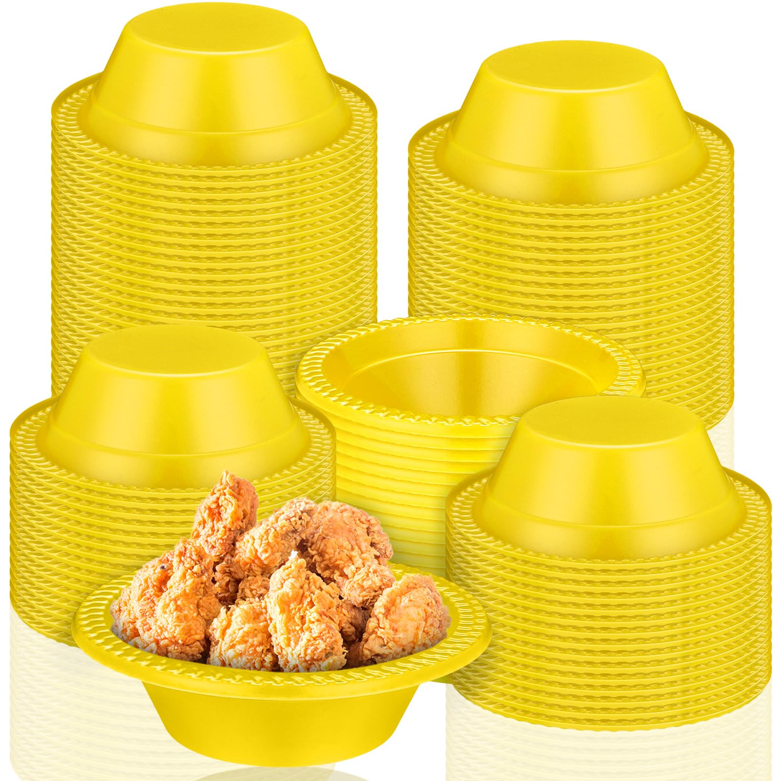 Lallisa 100 Pcs 12oz Yellow Disposable Plastic Bowls Party