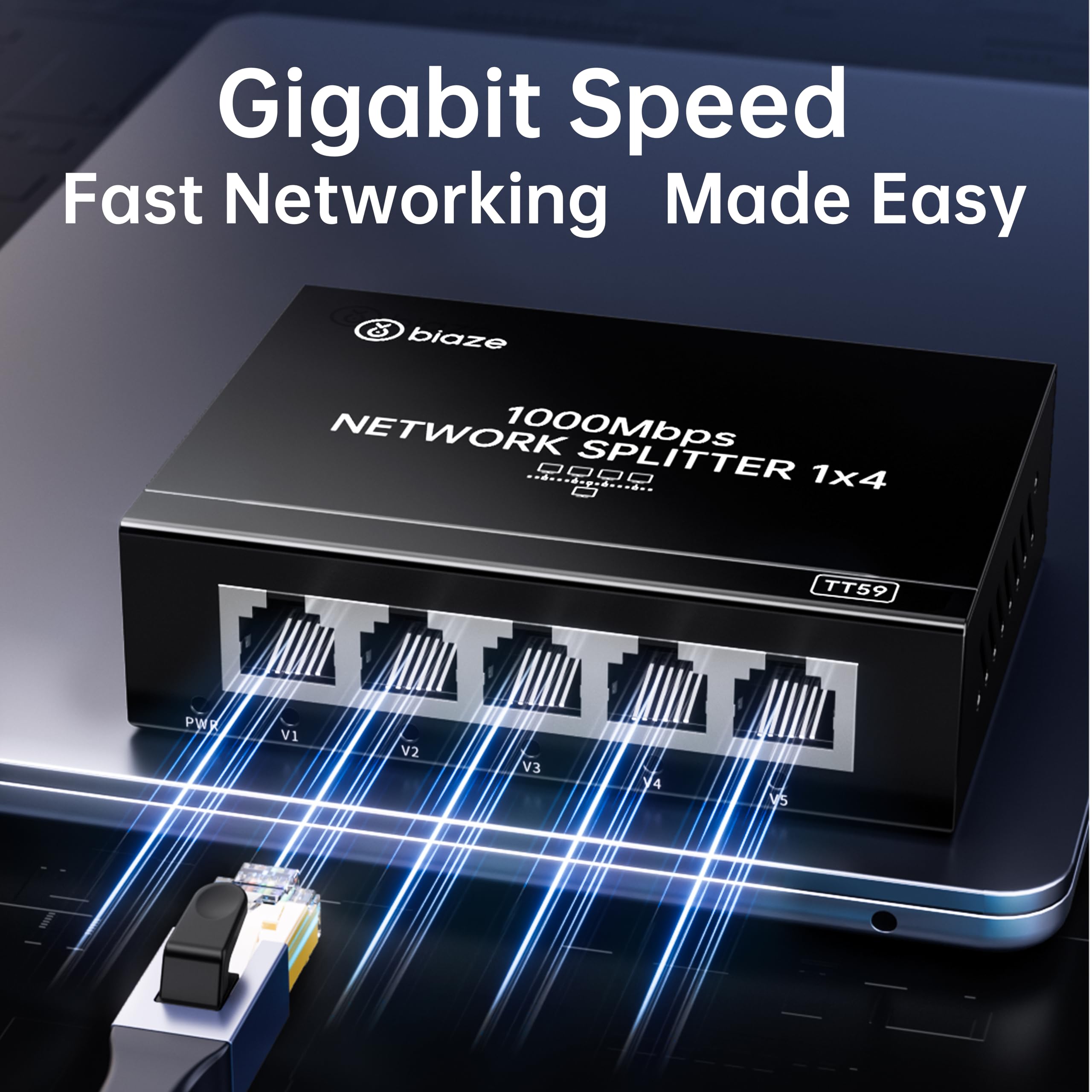 Divisor Ethernet de 4 puertos, adaptador de concentrador de red Gigabit LAN de 1 a 4, conector de cable de Internet Plug & Play para hogar/oficina/escuela, divisor RJ45 Cat6 para PC/módem/router