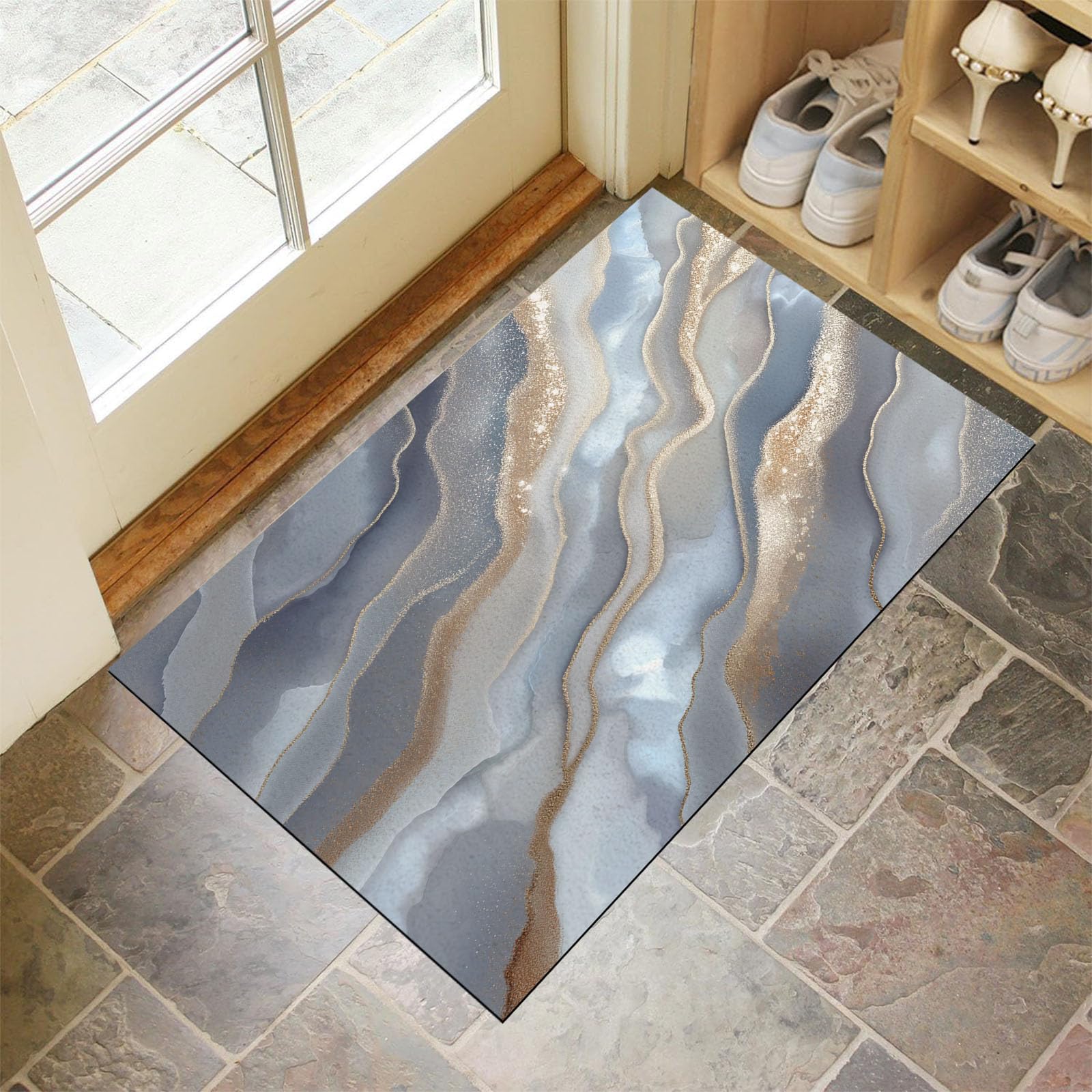 Paillasson lavable facile à nettoyer 50x80cm et tapis de sol intérieur gris