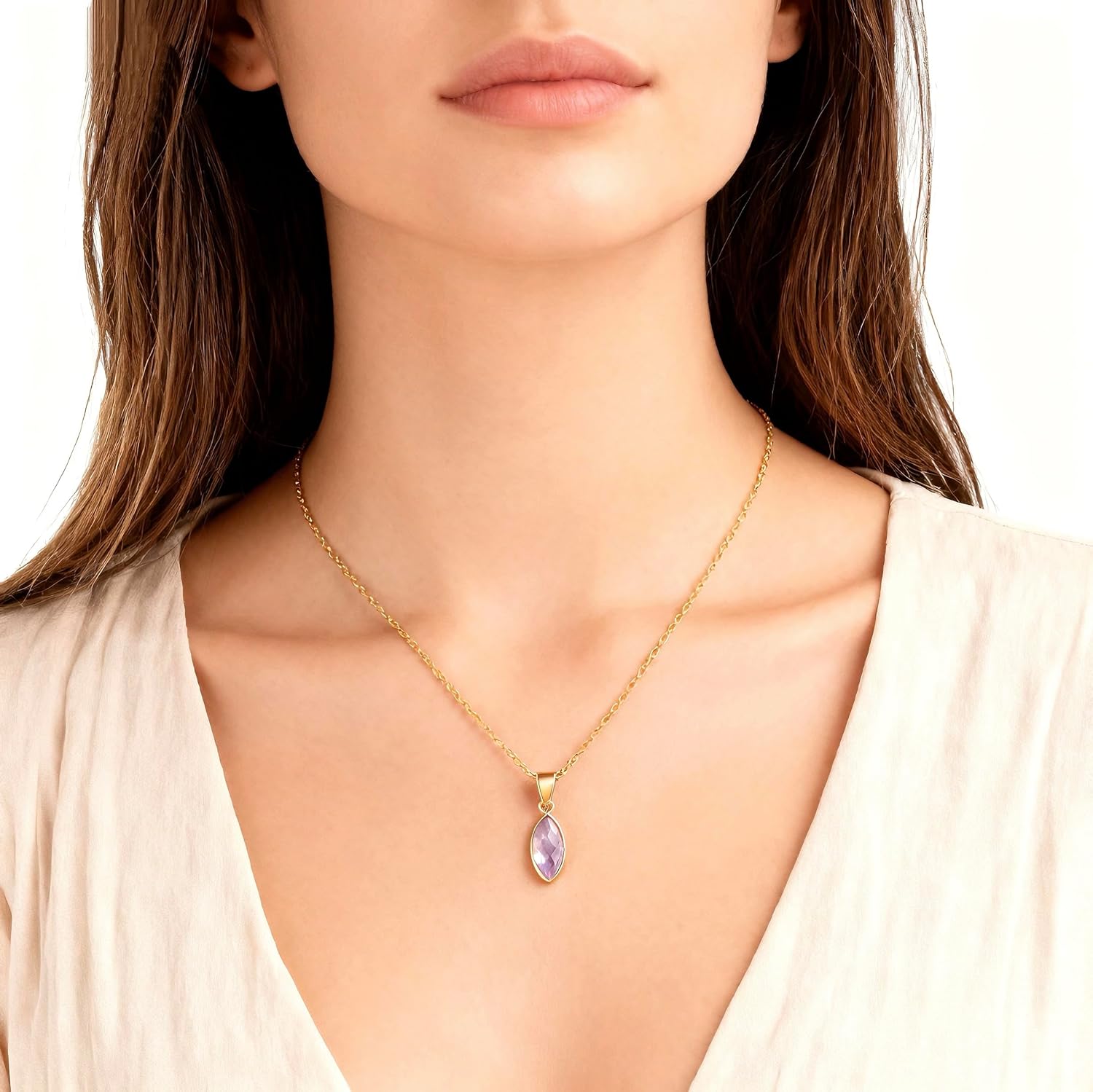 Birthstone Necklace for women trendy 18k Gold Plated Stainless Steel Sparkling Cubic Zircon Leaf Type Necklace for Women, Dainty Minimalist Birthstone Jewelry Gift - Image 3