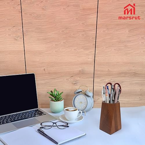 Miniatura 5 de Portalápices de madera, soporte de taza de madera de nogal natural para escritorio de bolígrafo, oficina en casa, forma octogonal