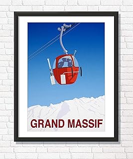 Samoens Ski Poster,Grand Massif Ski Area Original Art Print,Vintage ski Gondola,Ski Kiss,Wall Decor Ski Poster