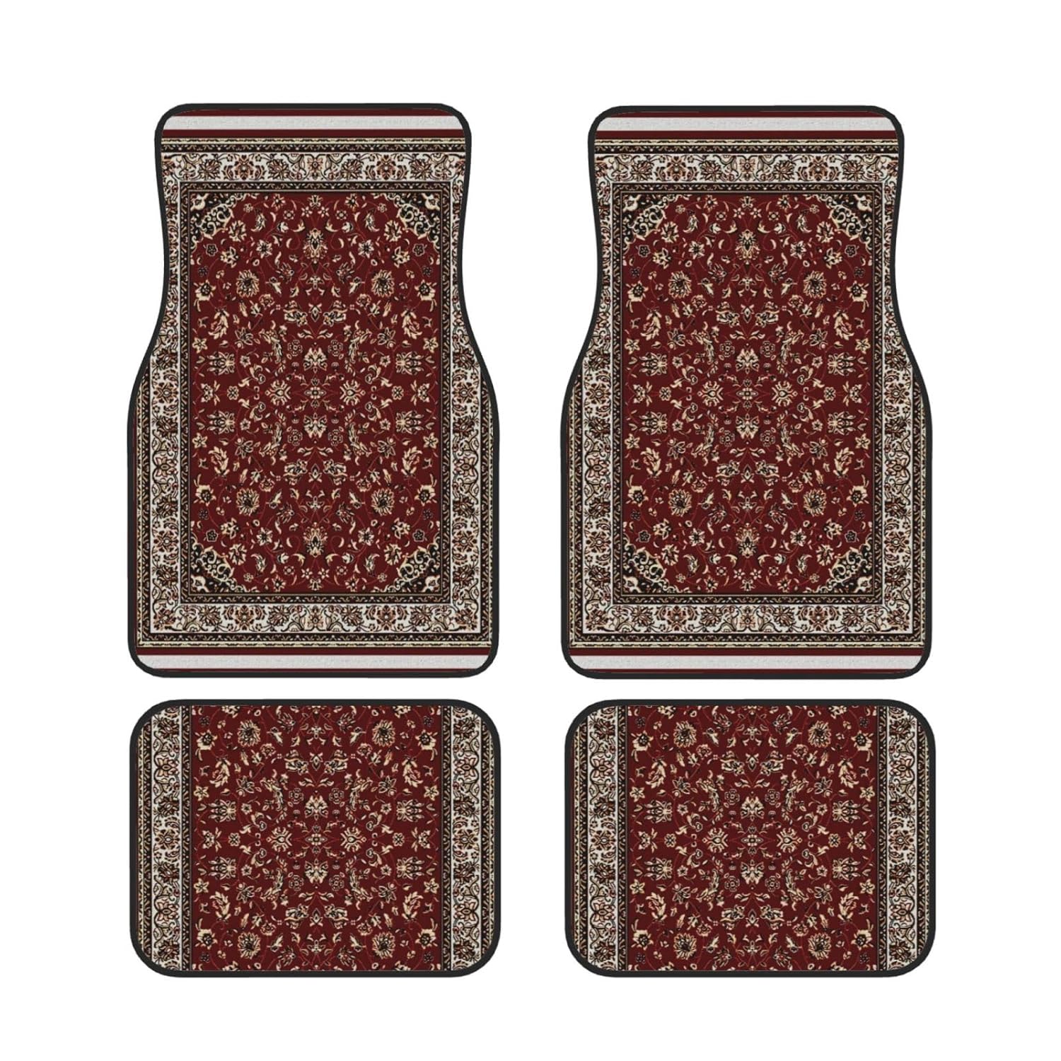 SHANGYINGJI Rust Red Oriental Rug 4 Pieces Car Floor Mats Car Carpets Full Sets Universal Fit for SUV