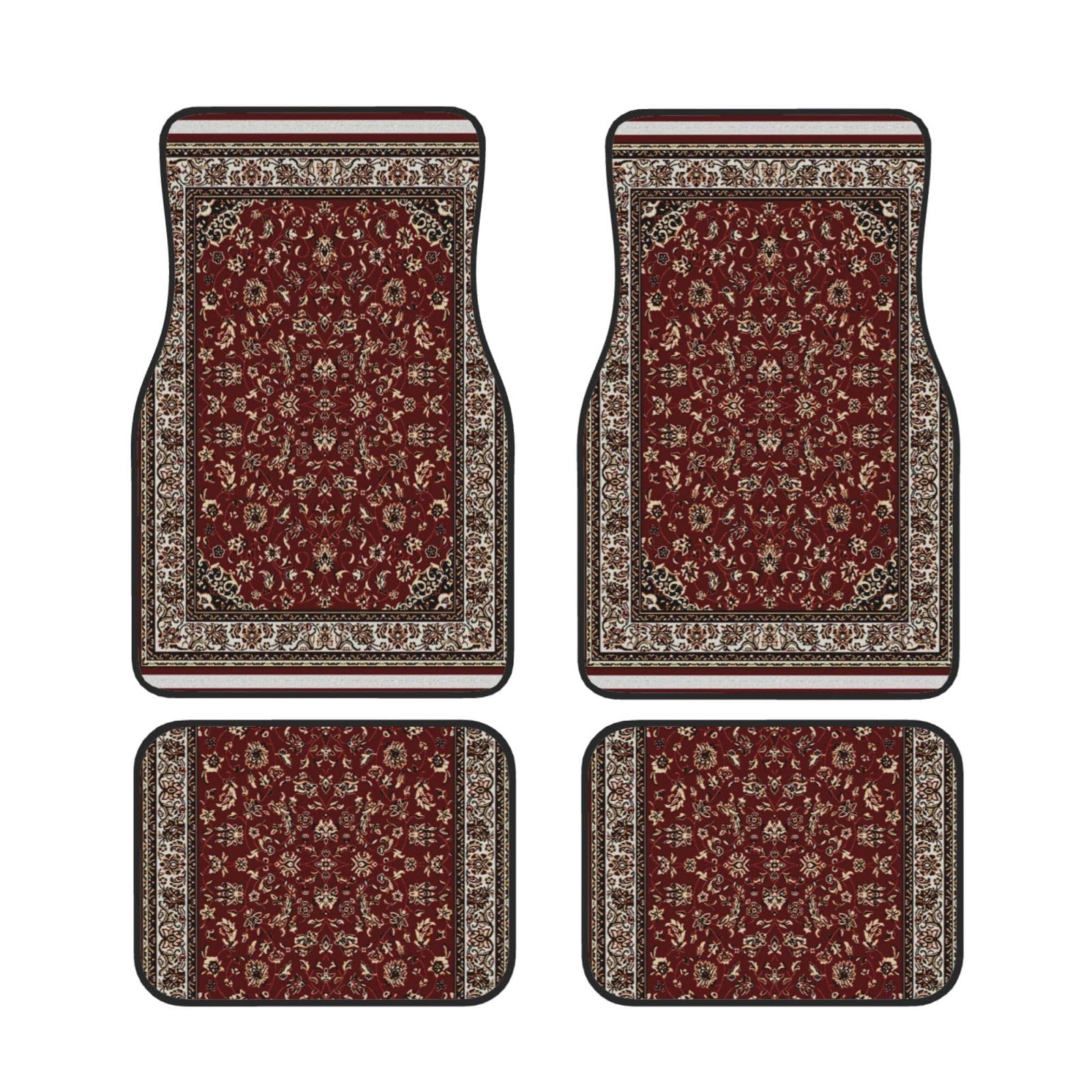 SHANGYINGJI Rust Red Oriental Rug 4 Pieces Car Floor Mats Car Carpets Full Sets Universal Fit for SUV