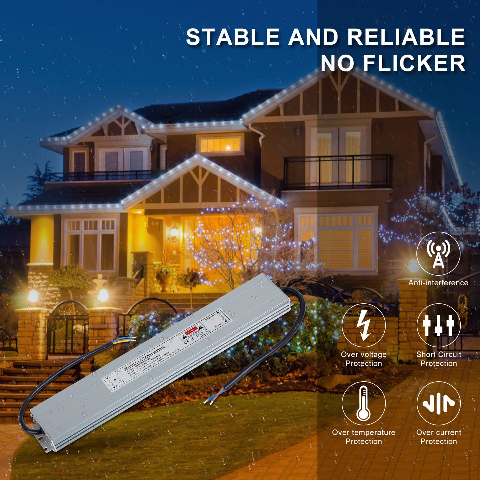 LED Transformator Dimbaar 24V 150W 6.2A, AC 230V naar 24V DC Voeding LED Driver, Slanke Constante Spanning Adapter Dimbaar Transformator Voeding Binnenhuis, voor LED Strips en Lampen