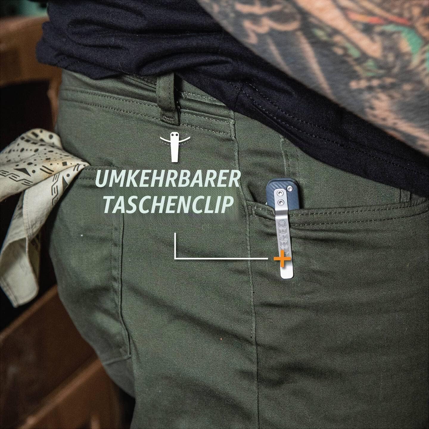 Gerber Taschenmesser mit Gürtelclip, Pledge, 7Cr17MoV Edelstahlklinge im Reverse-Tanto-Look, Griffschalen aus glasfaserverstärktem Nylon, Klingenlänge: 9,2 cm, 1067370