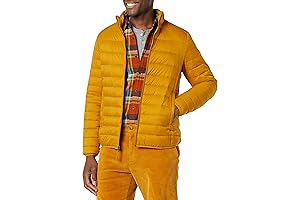 Men's Packable, Lightweight, Water-Resistant Yellow Puffer Jacket