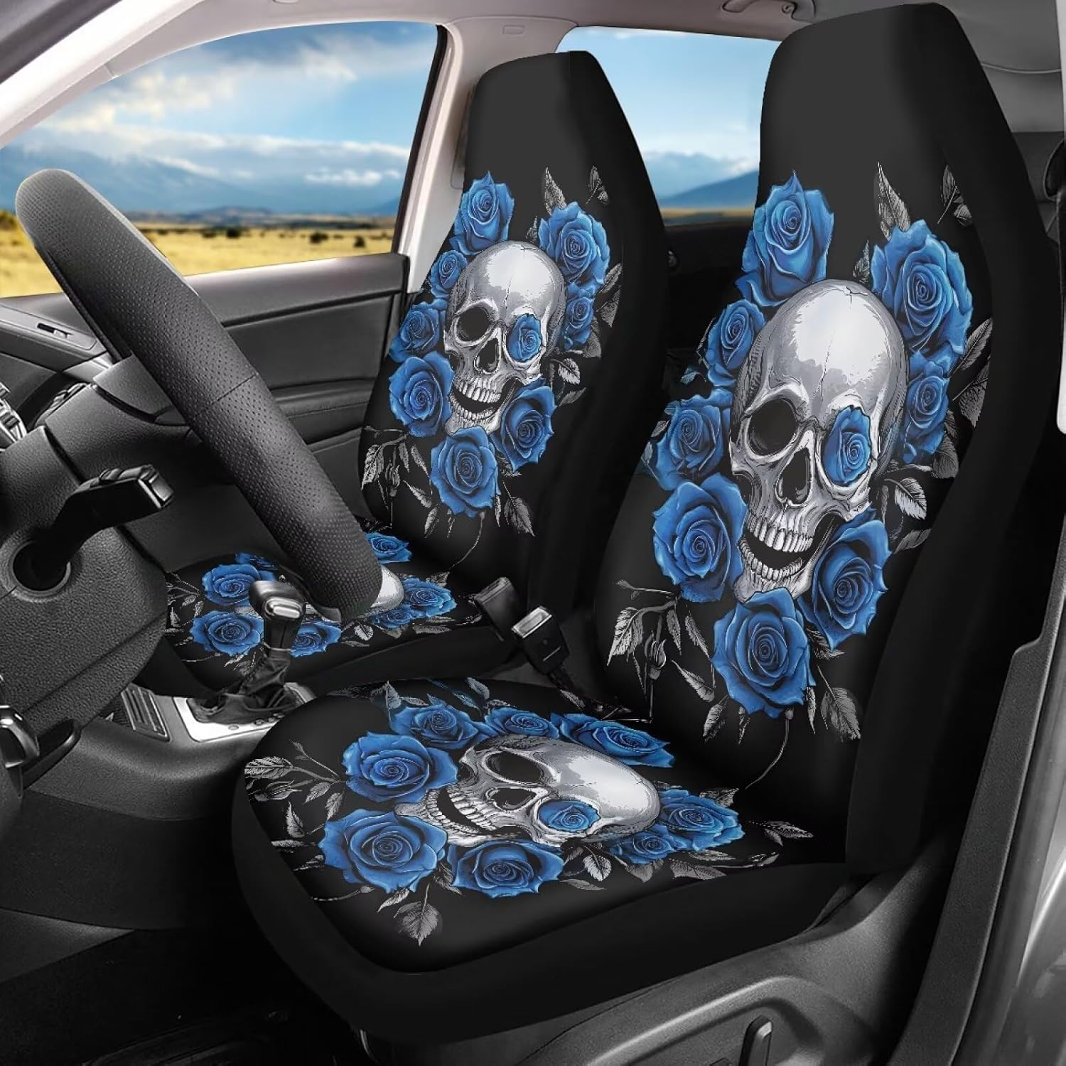 Skull Blue Rose