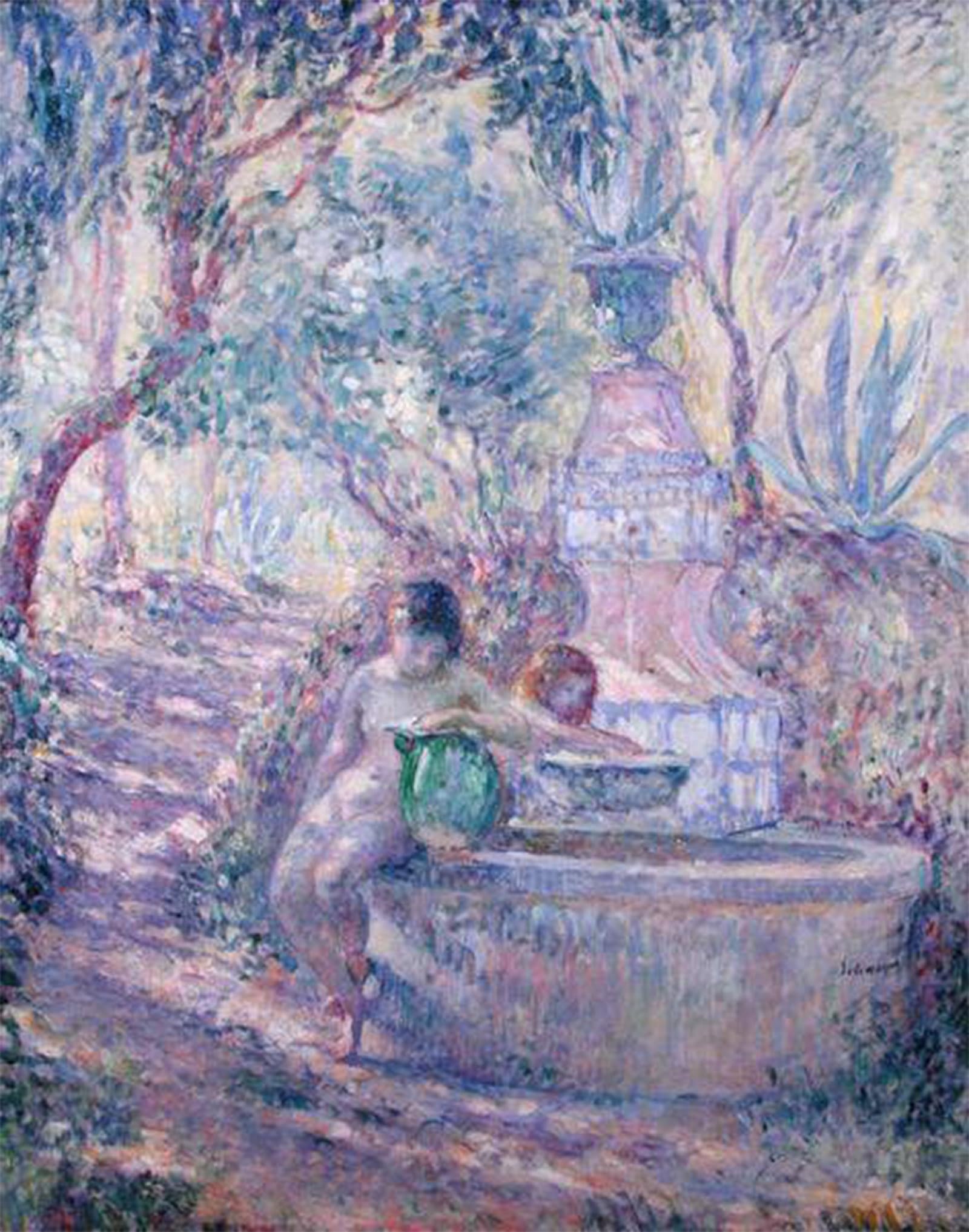 SERENDIPITP Vintage Picture Print on Canvas Wall Art Poster the Fountain At St Tropez by Henri Lebasque Artwork Print Poster for Wall Decor 60x90cm