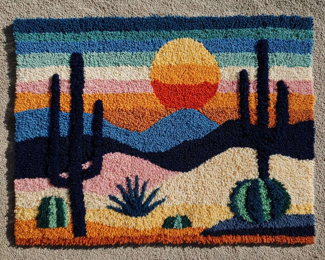 Henypt DIY Latch Hook Rug Kits Desert Cactus 60x90cm