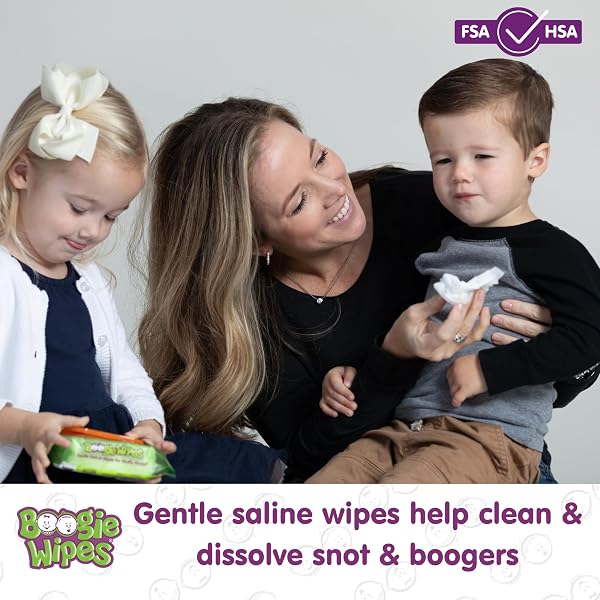 Boogie Wipes Gentle Saline Nose Wipes - 360 Count - Fresh Scent, Hypoallergenic & Alcohol-Free - Allergy Relief - Made with Natural Saline, Aloe, Chamomile & Vitamin E - Diaper Bag Essential - 1