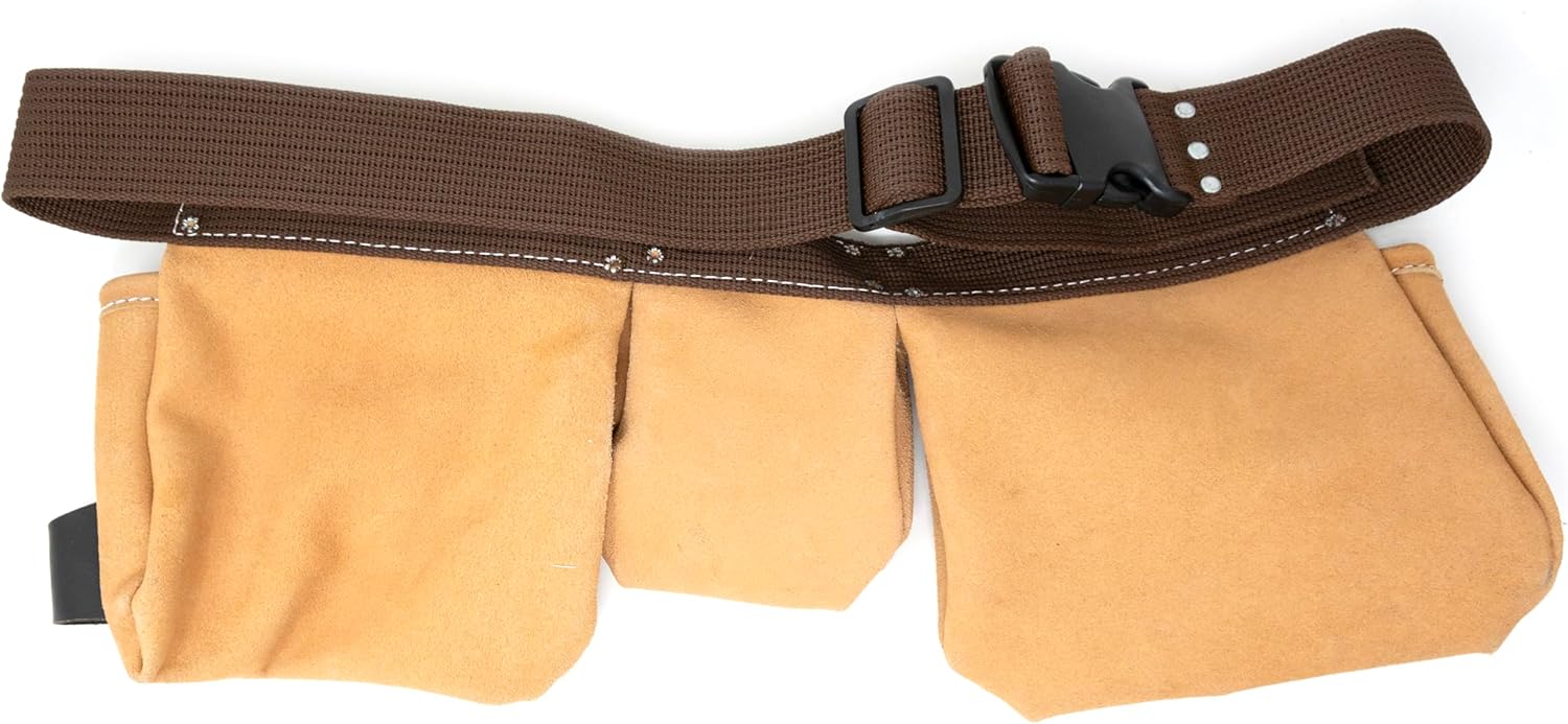 Task T77250 Weekend Warrior Work Apron, 5-pocket Leather Utility Belt with 2-Inch Wide Polymer Belt Quick Release Buckle - Adjusts from 36” - 54”