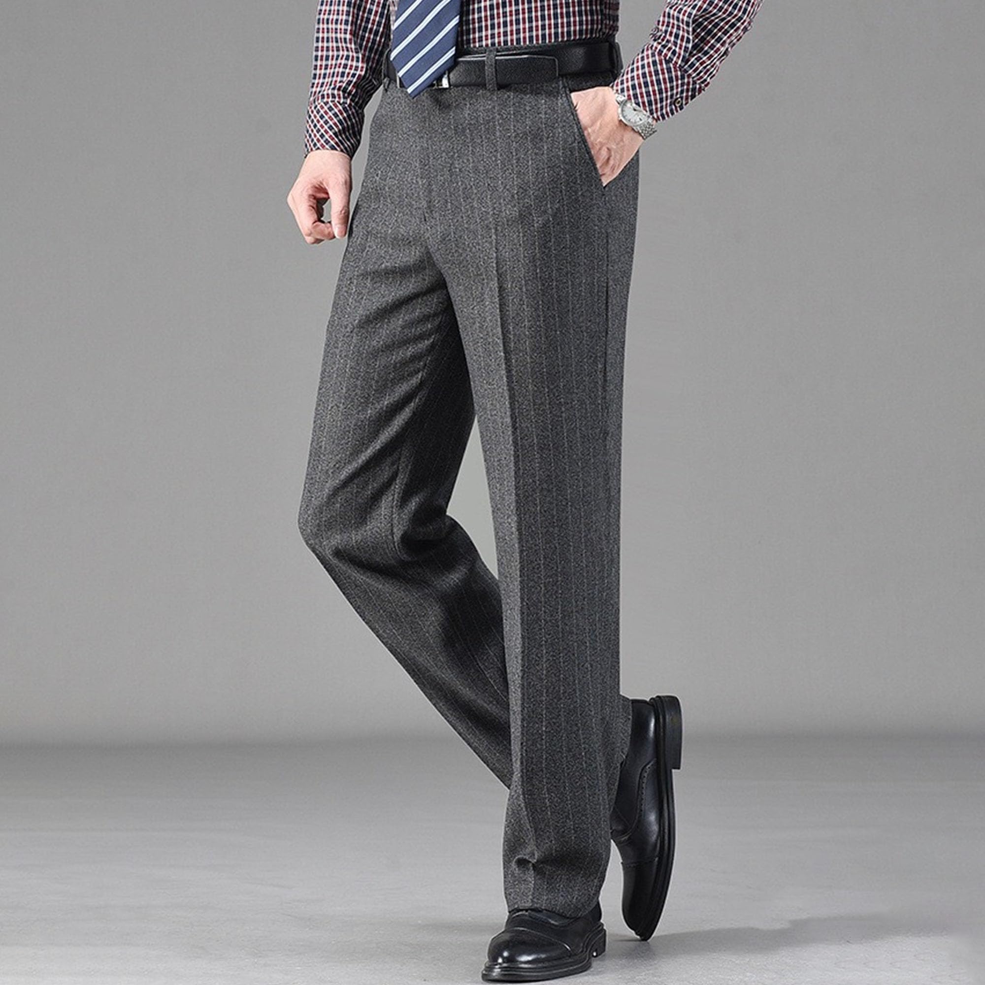 Męskie spodnie garniturowe retro gruba wełniana jodełka tweed biznesowe spodnie na co dzień w jodełkę spodnie do codziennego garnituru
