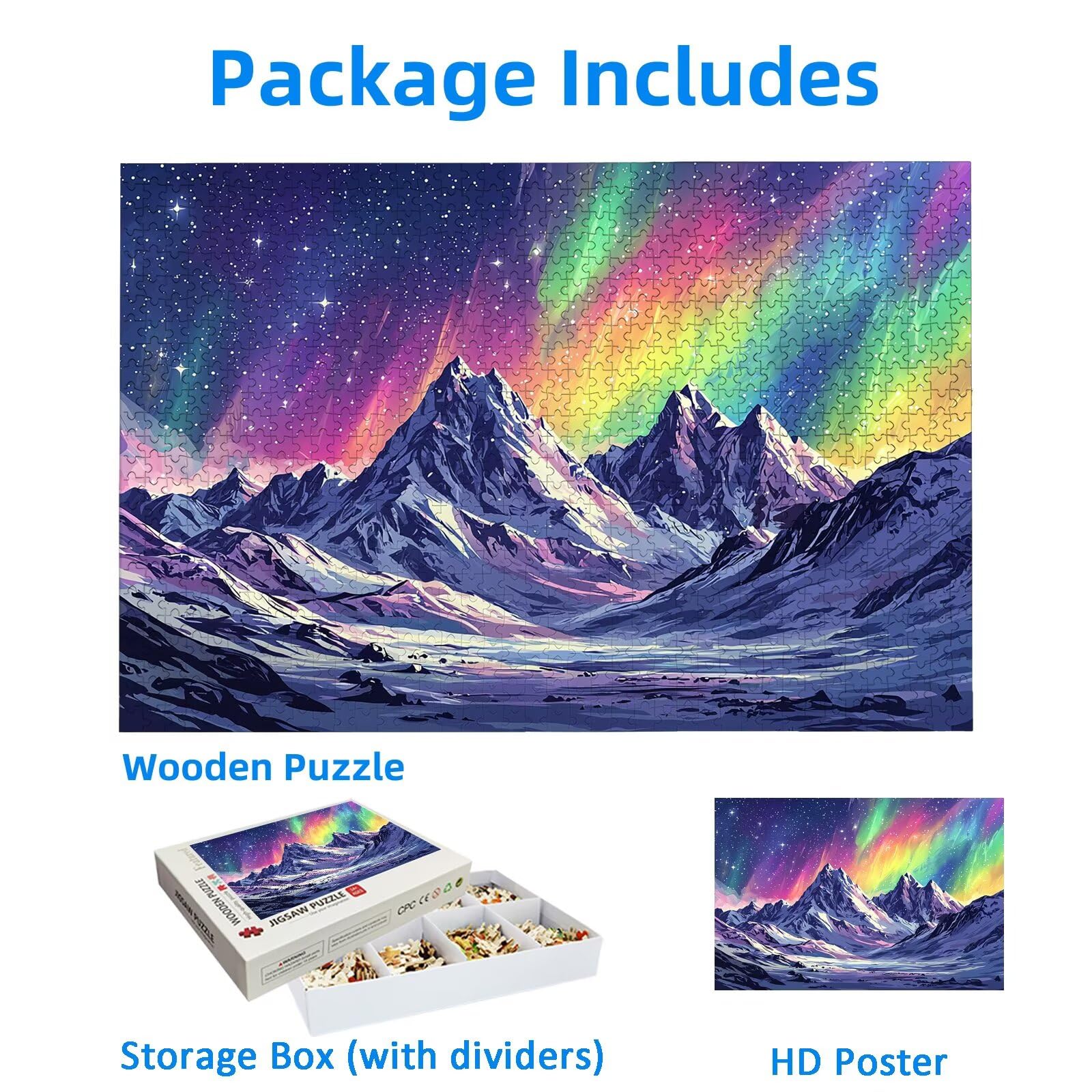 Puzzle 1500 Piezas, Puzzle Aurora con Caja para Adultos, DIY Paisaje Rompecabezas Madera para Adultos, 1500 Piezas Rompecabezas Desafiante, para Decoracion Hogar, Regalo Mujer, Regalo Hombres, -3336
