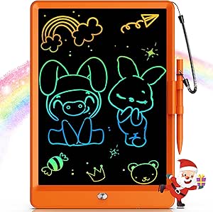 Bravokids LCD Writing Tablet for 3-8 Year Olds - 10 Inch Doodle Board Electronic Drawing Pad, Educational Gift for Kids (Orange)