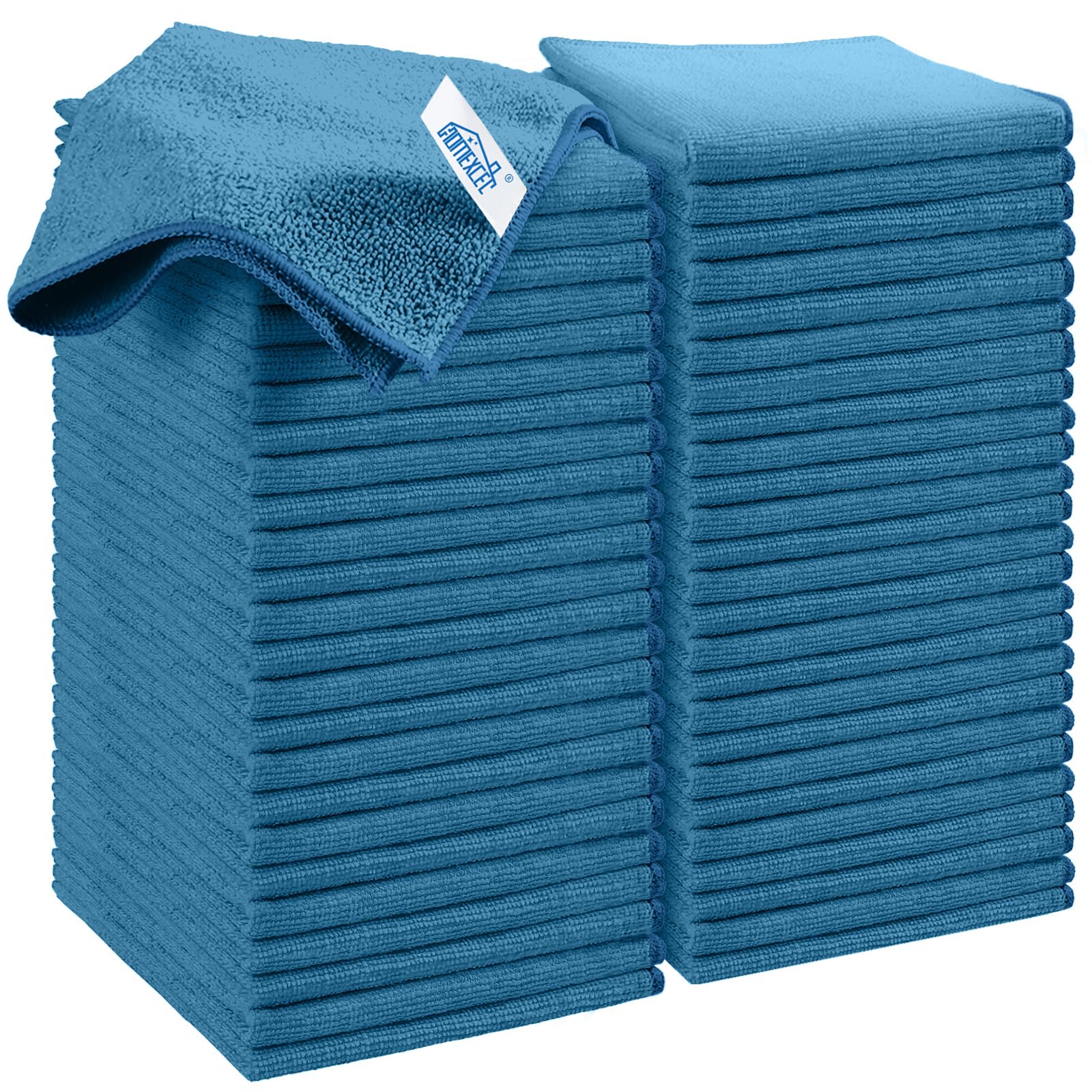 HOMEXCEL Navy Blue Microfiber Cleaning Cloth, 50 Pack Cleaning Towels for Kitchen, Lint Scratch Free, Highly Absorbent, and Reusable Cleaning Rags for House, Window and Glass, Cars, 11.5 X11.5 inch Navy Blue 50
