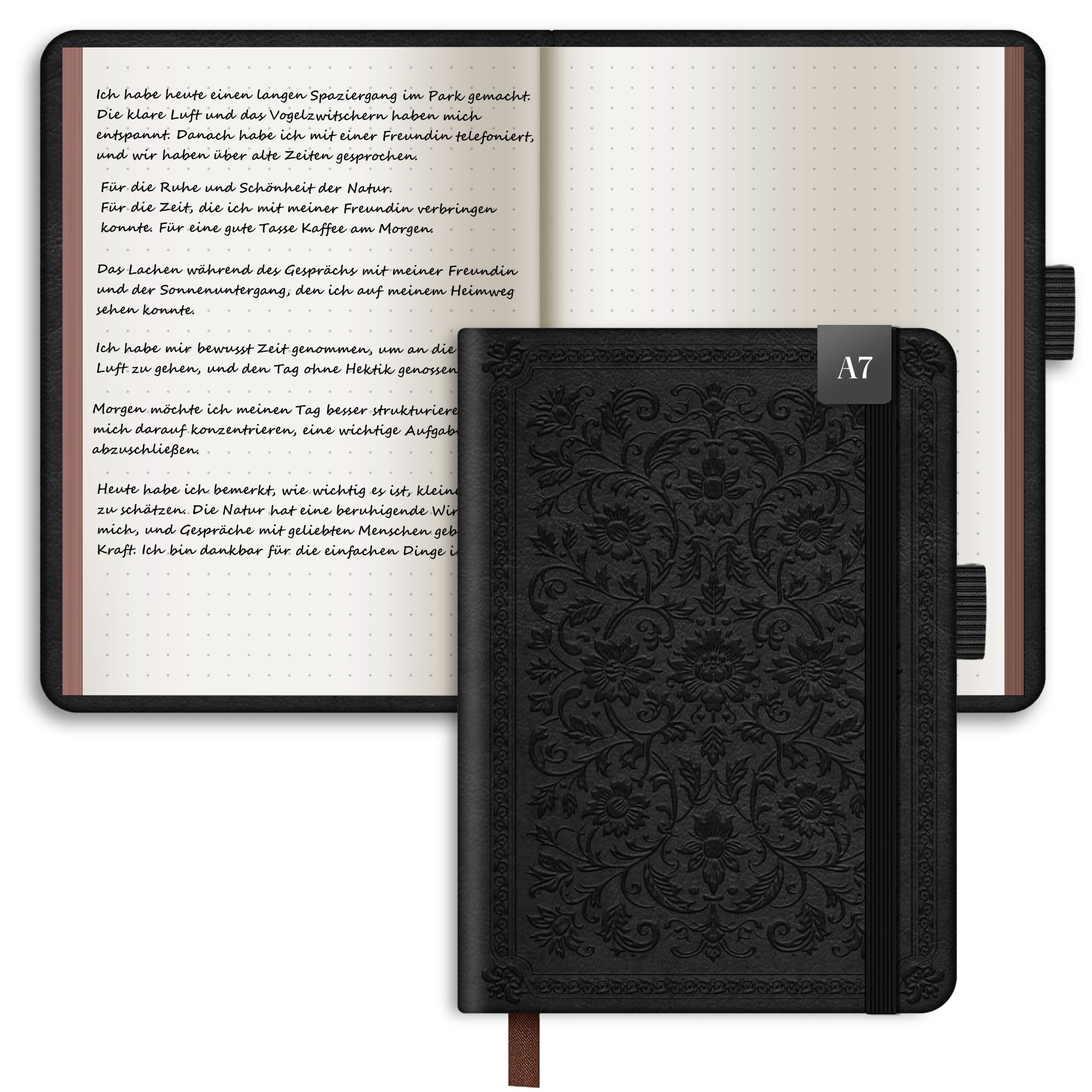 BIROYAL Mini notatnik A7 w kropki, twarda okładka Bullet Journal, 128 kartek mały notatnik w kropki, papier 120gsm, notatnik w kropki, estetyczny notatnik dla kobiet i mężczyzn notatki, bazgranie