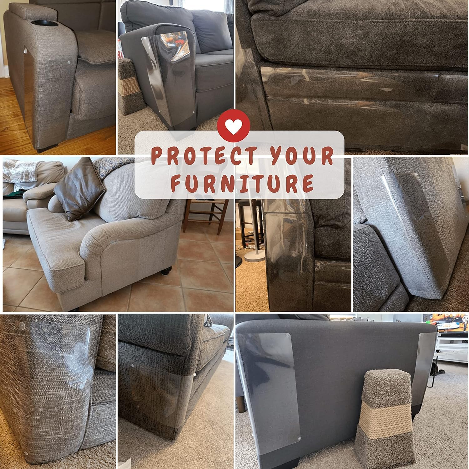 FixZilla Protector de muebles antiarañazos, paquete de 24 protectores de sofá contra garras de gato, resistente, fácil de aplicar, disuasorio de arañazos y escudo para esquinas de sofá, paredes,