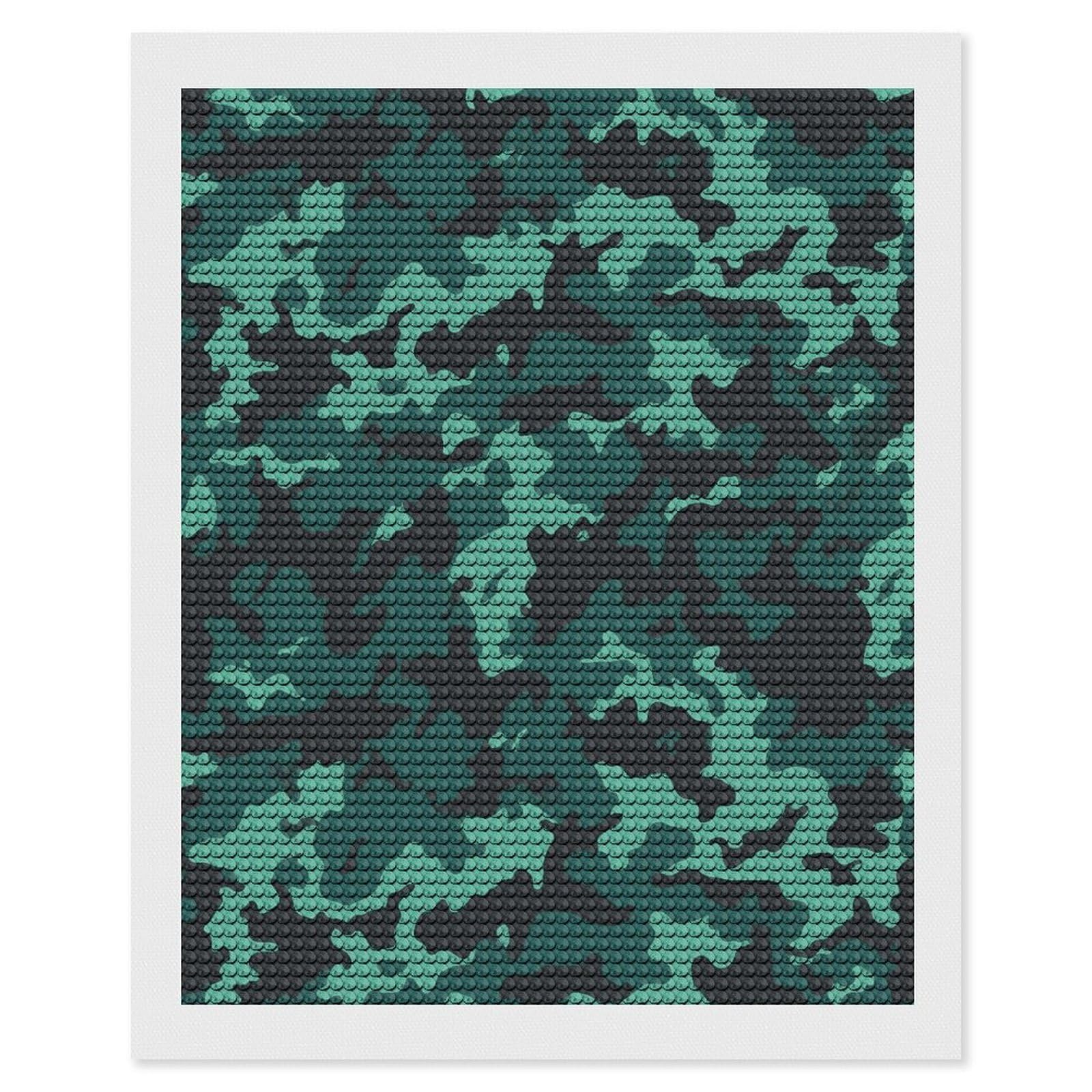 LDGSUPH Teal Camouflage Diamond Painting Kits for Adults Paint with Diamond Pictures Art DIY Full Drill Diamond Dots Painting Personalized Diamond Photo for Home Wall Decor Gift 16"x20"