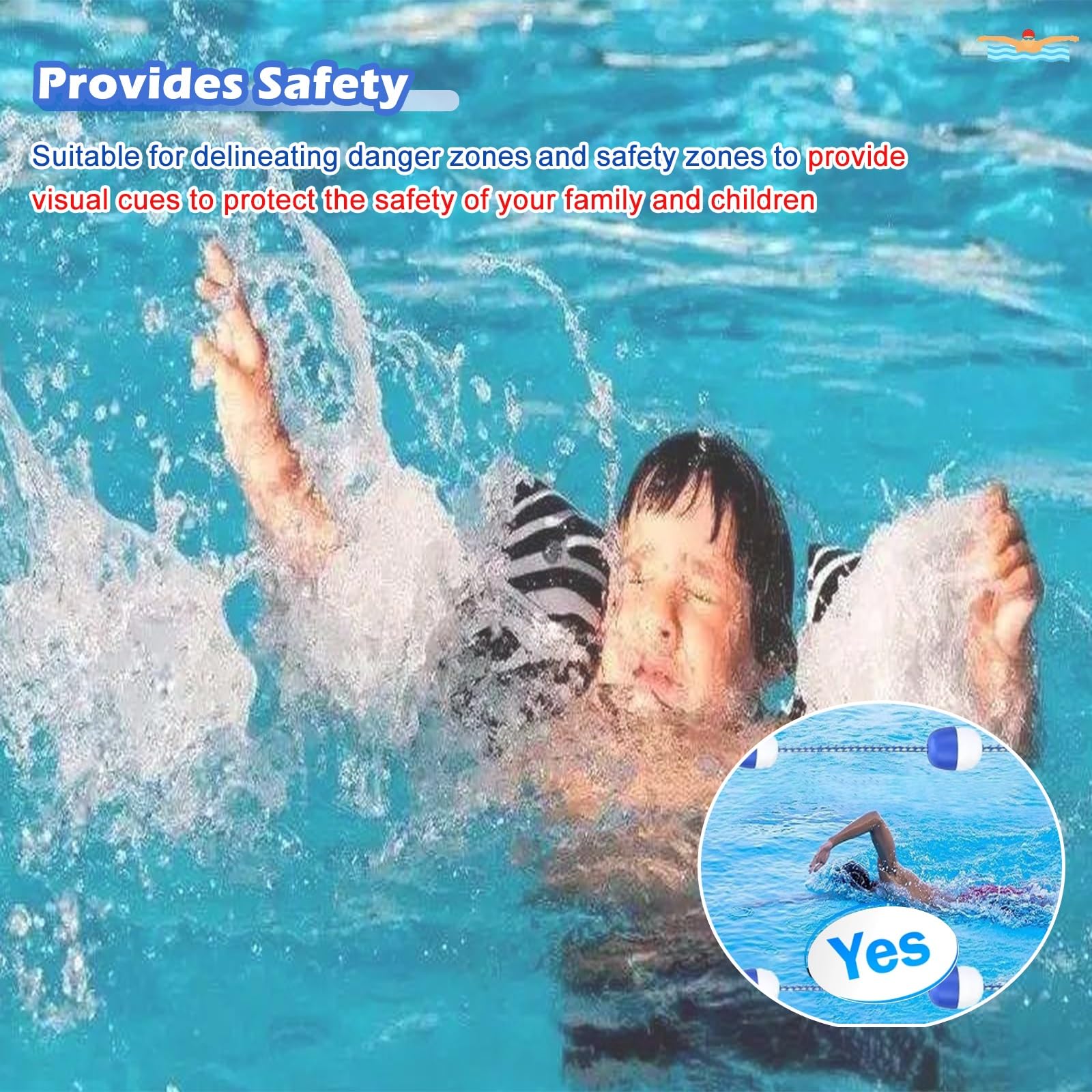 RENLXFI 10 12ft 16 18ft 20foot 22feet 24 25 30ft 40ft 83 100 150 200 Ft Long Pool Rope Floats to Divide Pools - with Stainless Steel Hooks, Pre-Assembled Shallow End Dividers(102ft/31m)