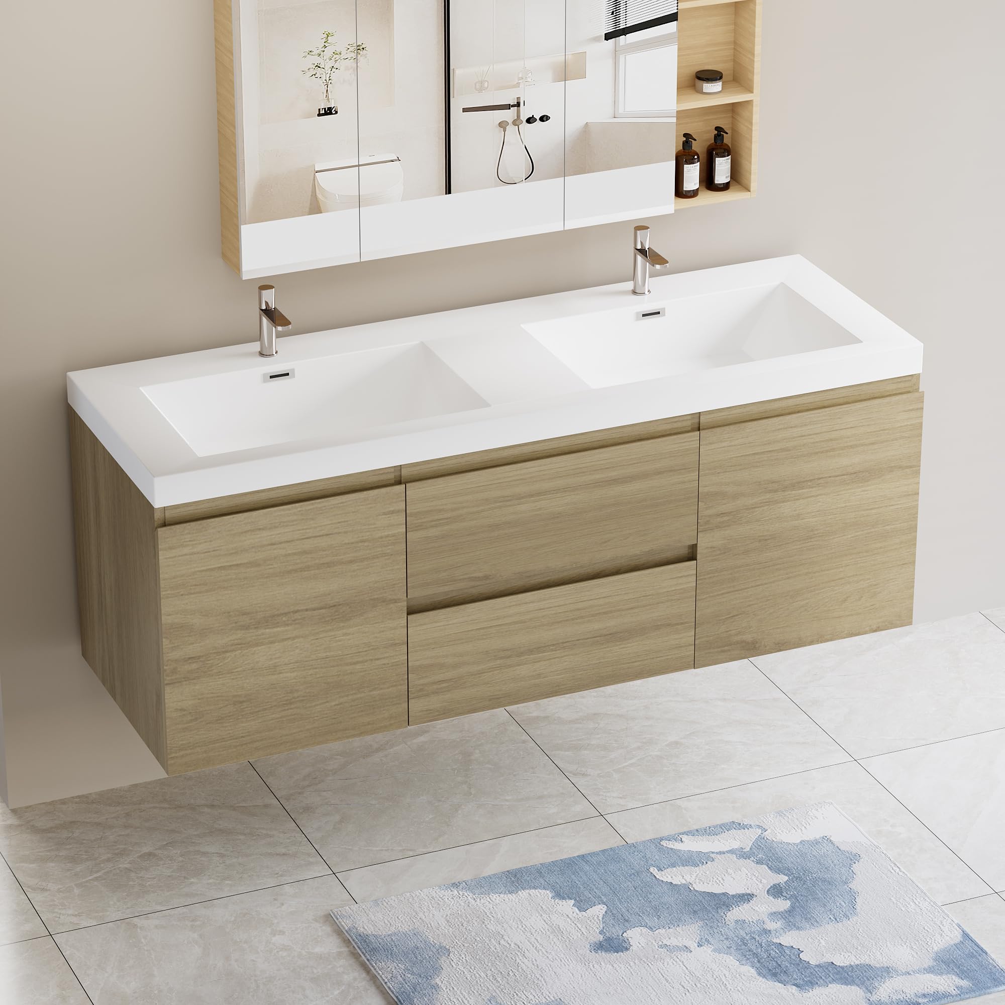 Amazon.com: Star20XX 60 Inch Floating Bathroom Vanity with Double Sink