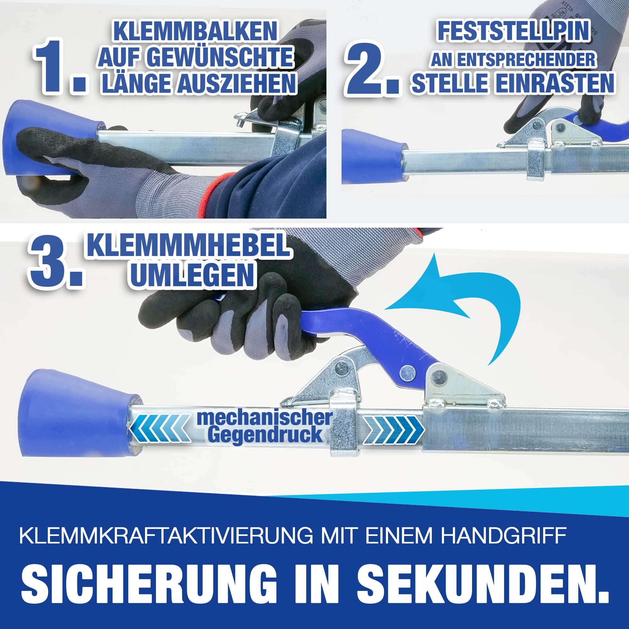 2 x 4-Kant-Klemmbalken Vierkantklemmbalken 1,88-2,85 m Ladungssicherung und Transportsicherung für PKW LKW Anhänger und Transporter
