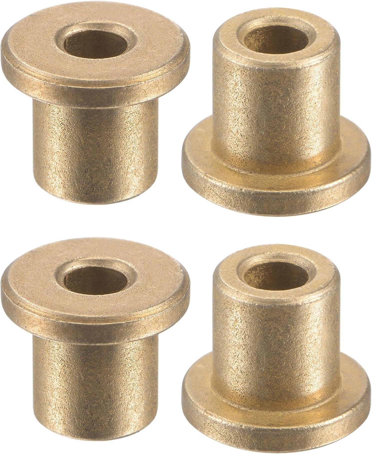 uxcell Flange Sleeve Bearings 4mm Bore 8mm OD 10mm Length 12mm Flange Dia 2mm Flange Thickness Sintered Bronze Self-Lubricating Bushing 4pcs
