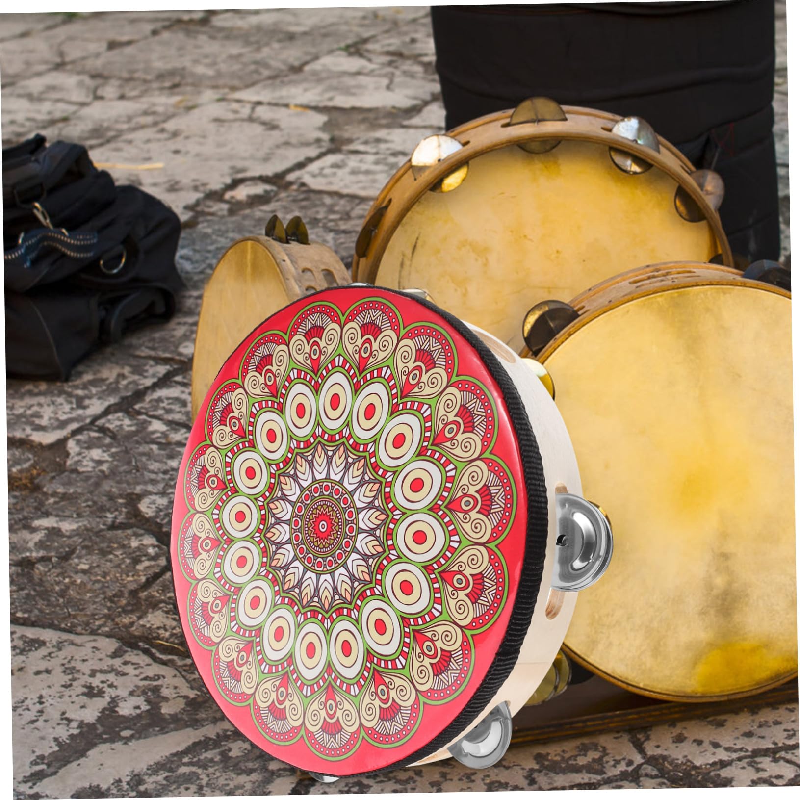 ibasenice 5piezas Tambourine De Madera De Diseño Para y Instrumento De Percusión Profesional Para Adultos y Entretenimiento