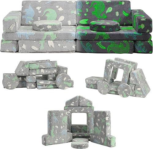 Miniatura 7 de Sofá modular para niños pequeños, muebles imaginativos para dormitorio, sofá infantil para jugar, dormir, niñas y niños pequeños, gris Gris,Glow