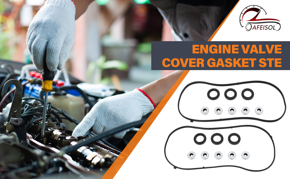 Image of Valve Cover Gasket Set Replacement for Honda Accord Pilot 3.0 3.5 V6 2003-2008 & Acura MDX RL TL 3.0L 3.2L 3.5L 3.7L V6 | Replaces VS50607R, 12341RCAA00
