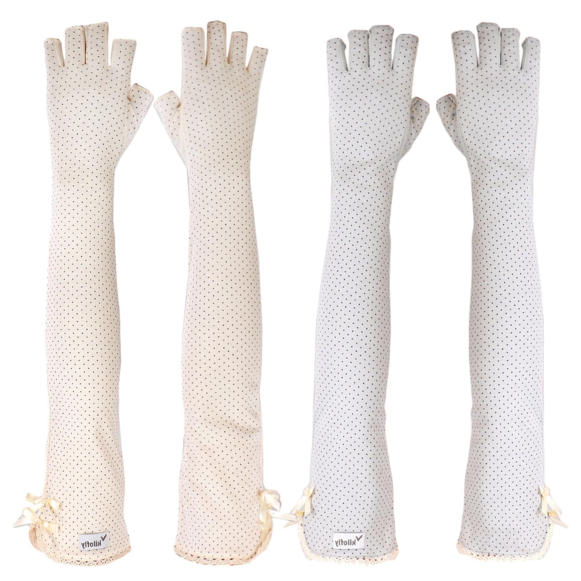 kilofly Women's Long Anti-UV Arm Sun Block Driving Gloves