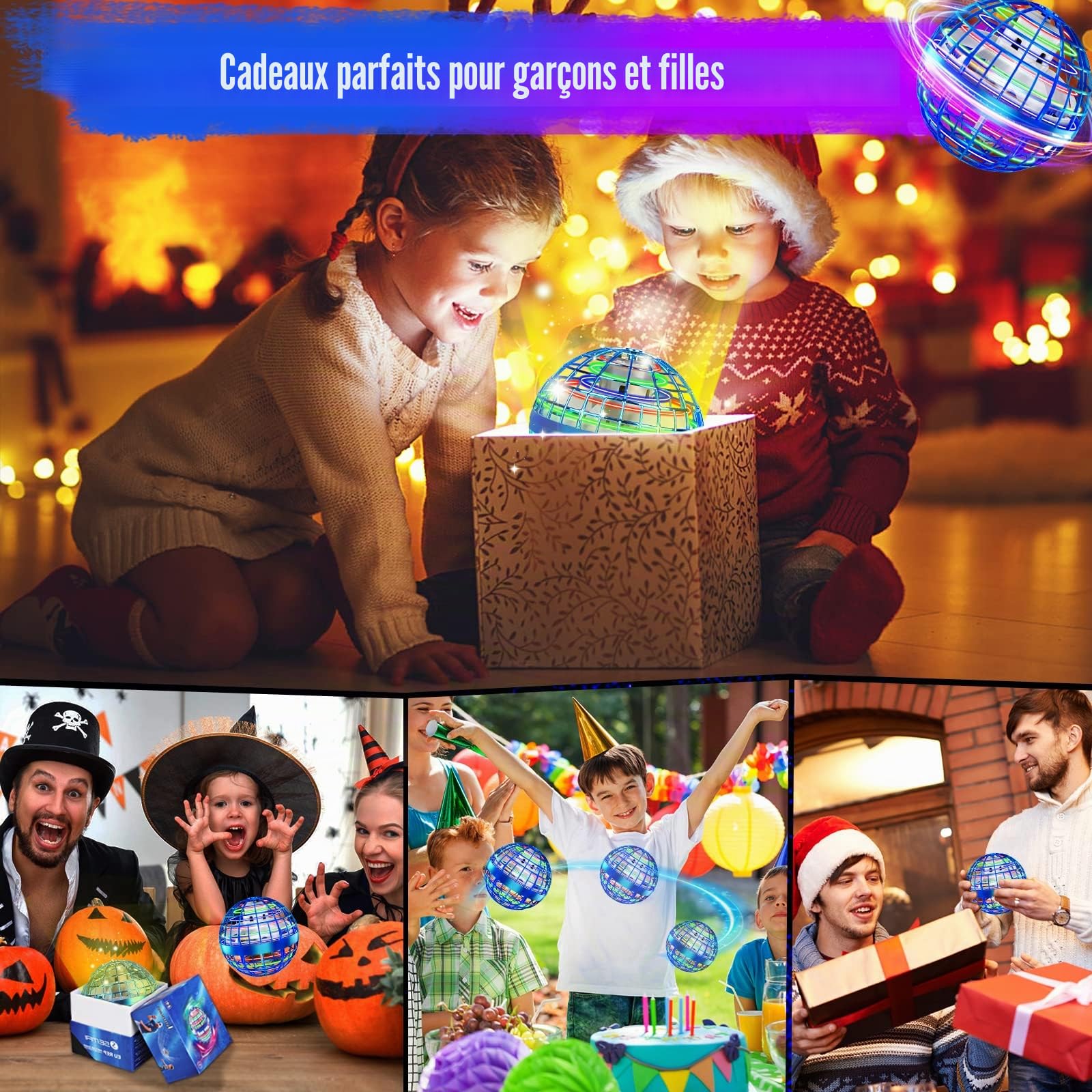 semai Boule Volante Lumineuse, Flying Ball Jouet Jouets pour Enfants à partir, Jouets d'extérieur Boule Magique, Cadeaux pour garçons et Filles de 6 à 12 Ans