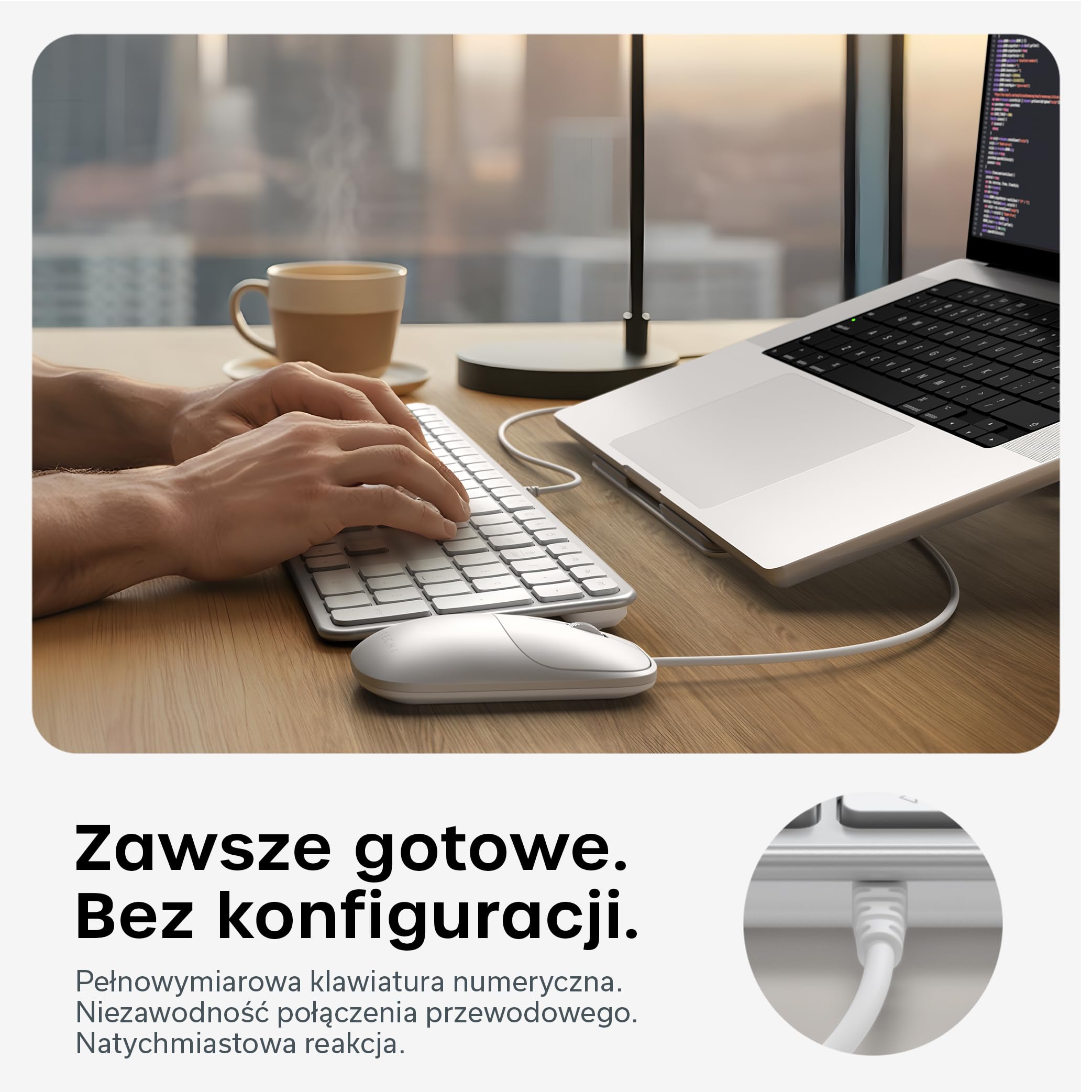 SATECHI klawiatura i mysz CLX3, amerykański układ QWERTY, srebrne | Plug and Play przez USB-C, zgodność z macOS i Windows oraz urządzeniami z Androidem