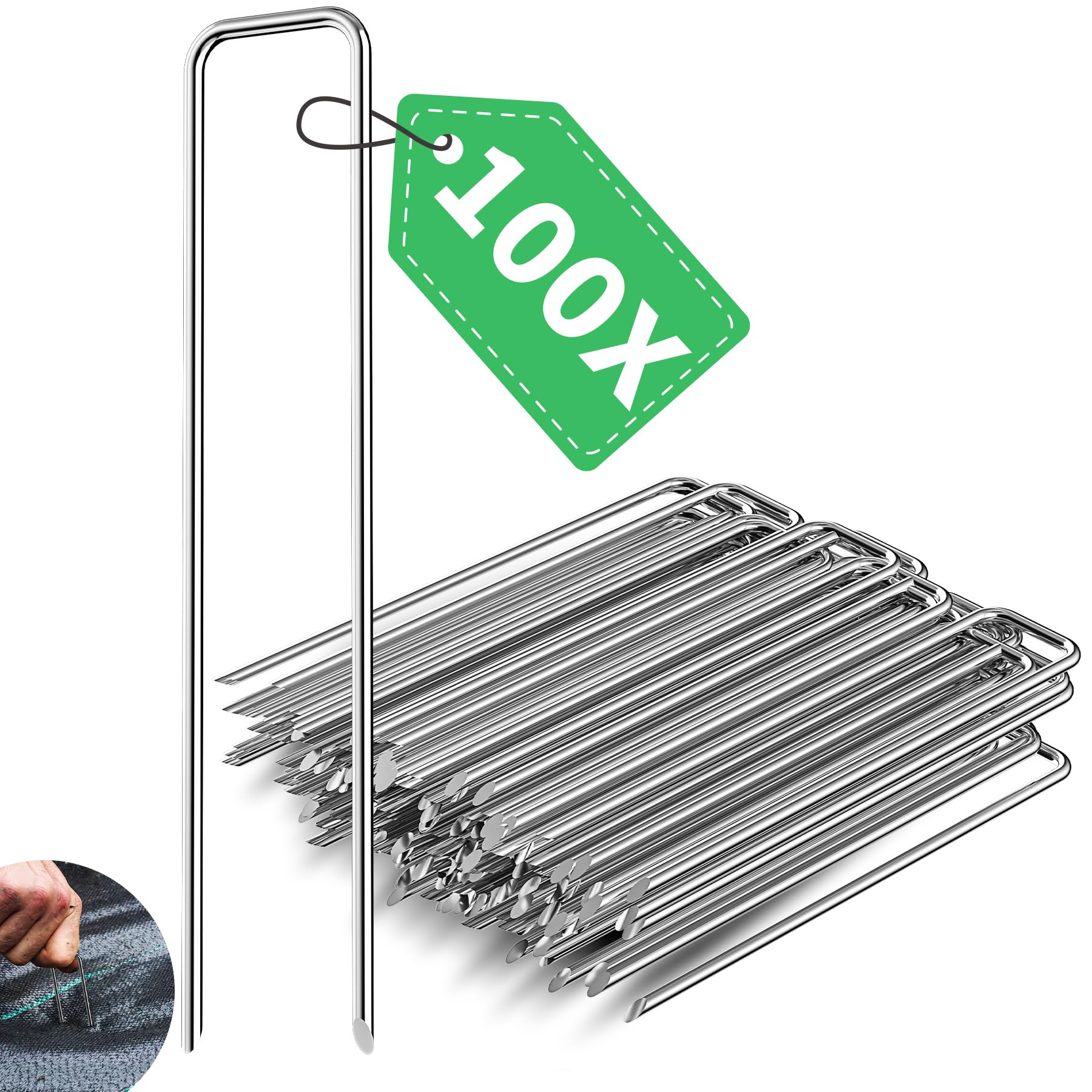 Forever SpeedGalvanised Steel Ground Anchor, 150 mm Long, 30 mm Wide, 3 mm Diameter, Anti-Rust Pegs, Stable for Weed Control Fabric, Garden Fleece, Fence, Mulch, Artificial Grass